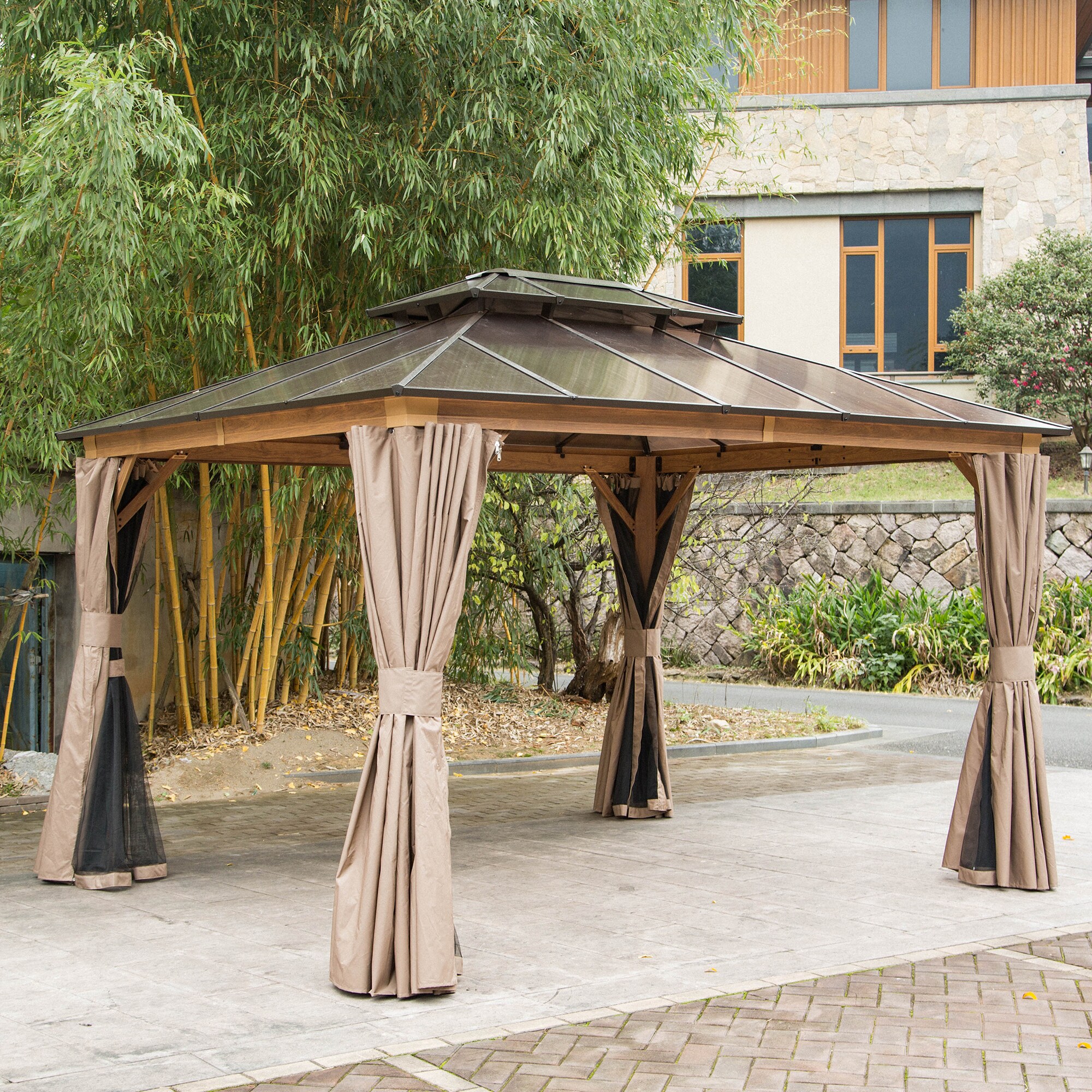 JIMSMAISON BOCPCG25Y-BRO Wood-Resin-Gazebos - View #9