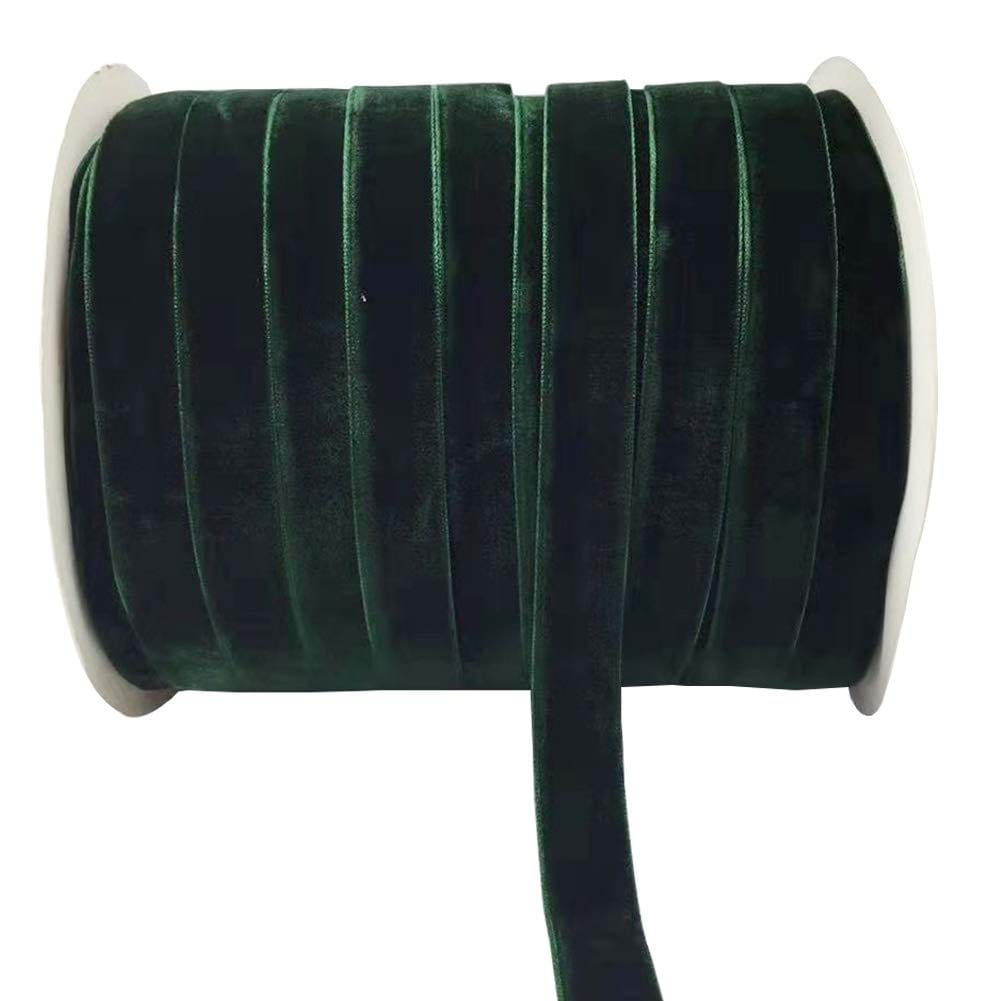 Afoxsos Velvet Ribbon Roll Dark Green 10 Yards 5 Eighth Inch Wide Soft Nylon Single Faced for Gift Wrapping Crafts Home Decor Hair Bows #L05AF08062