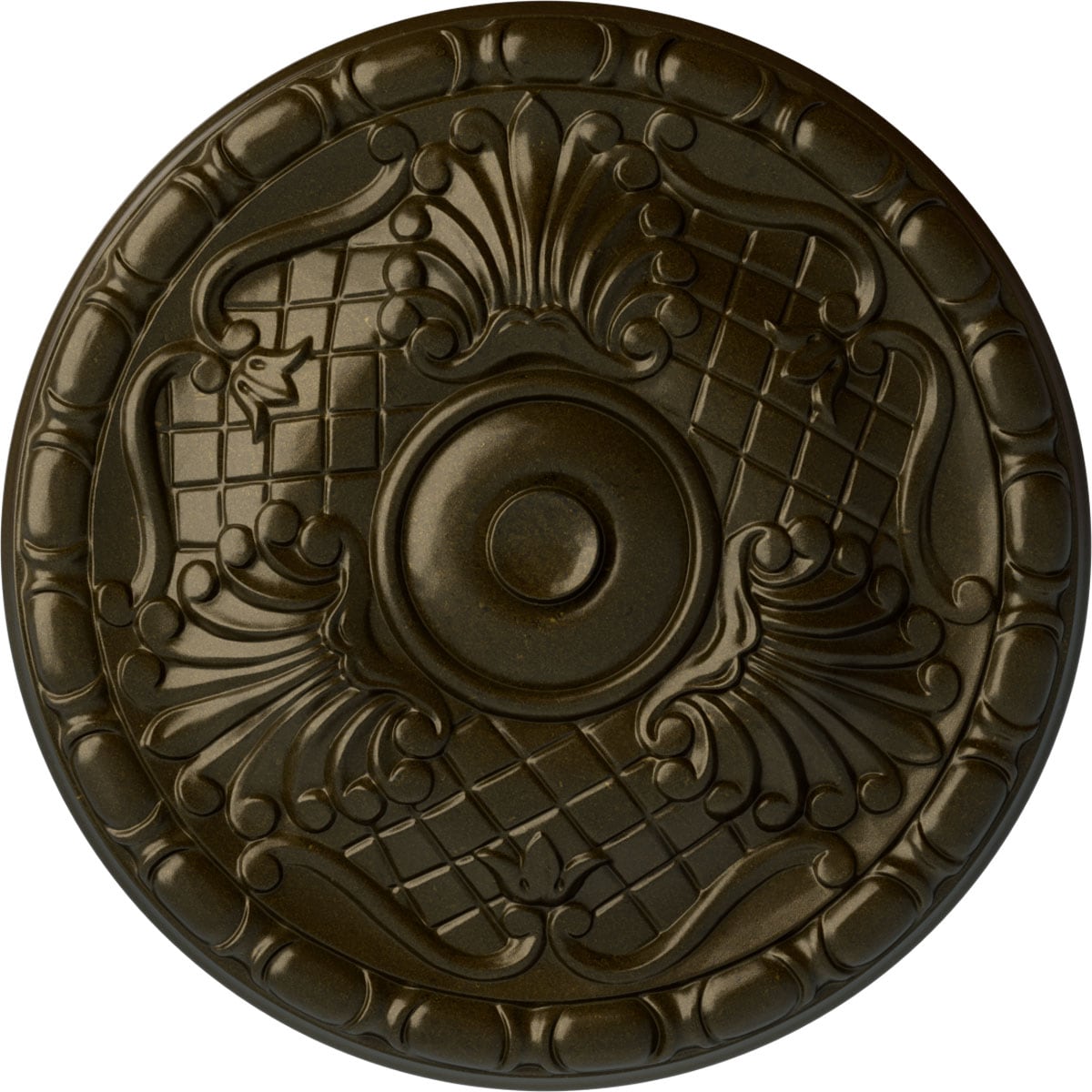 Ekena Millwork CM16AMGGS Amelia 15.75-in W x 15.75-in L Painted Green Gold Polyurethane Whole Ceiling Medallion