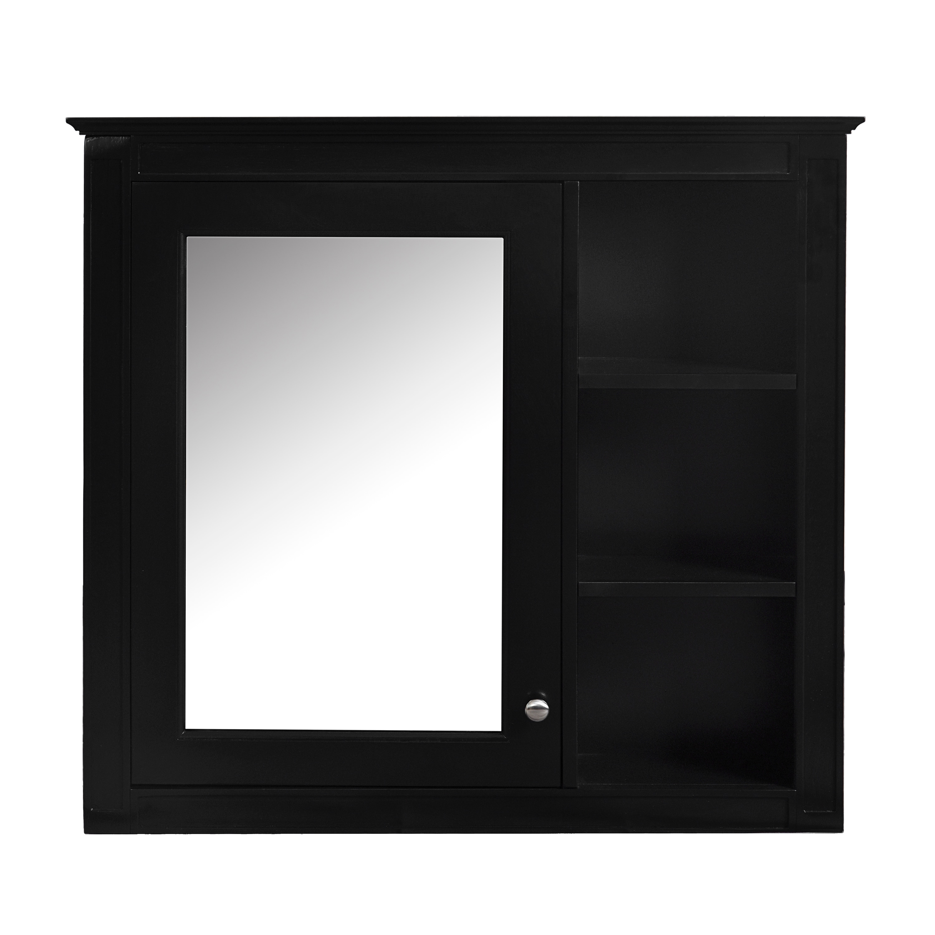 BEARSOLIM 30-in x 28-in Medicine Cabinet with Mirror Adjustable Shelf 3 Open Shelves Wall Mounted Bathroom Storage Cabinet