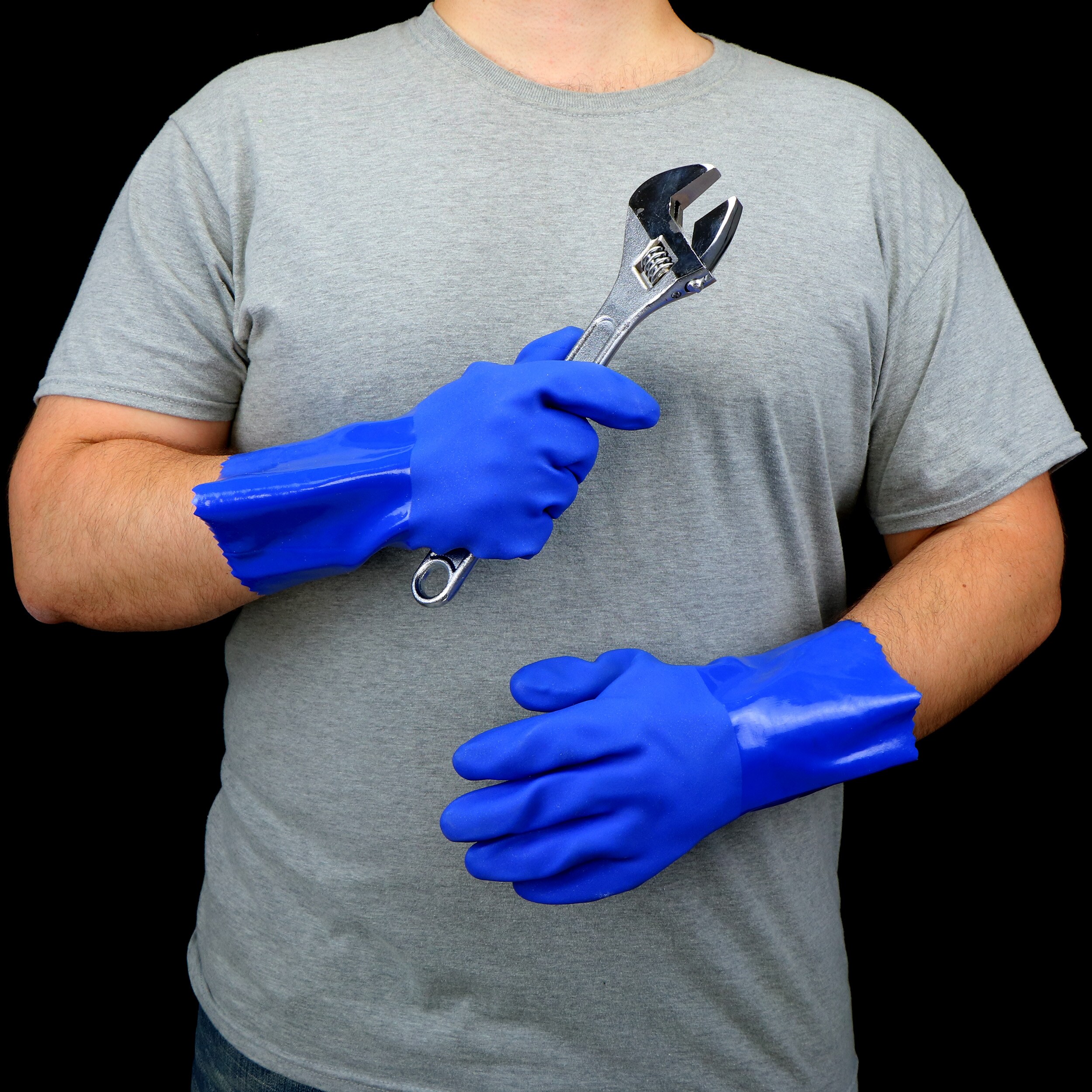 Project Source Large Blue Nitrile Dipped Rubber Construction Gloves,  (5-Pairs) in the Work Gloves department at