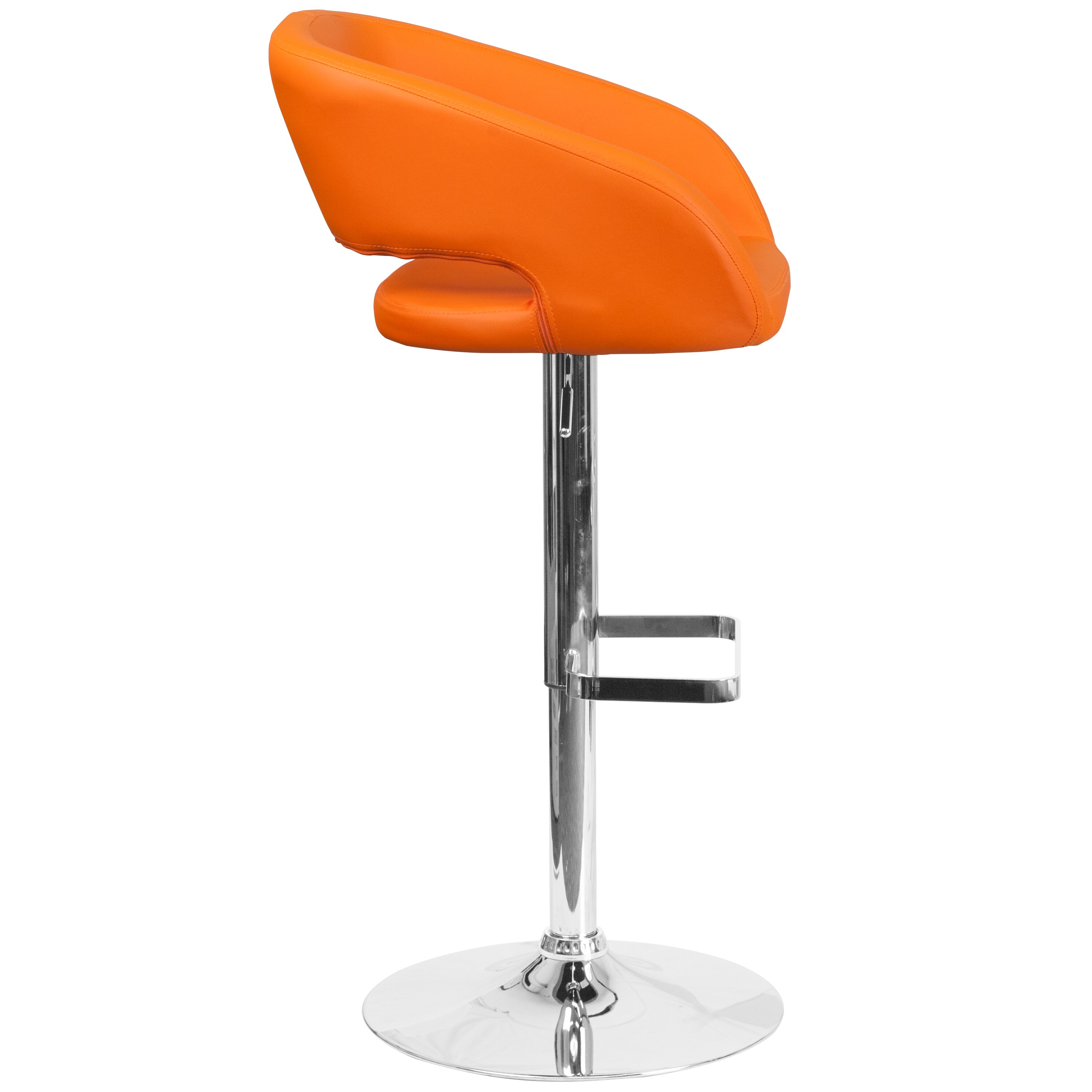 Flash Furniture Orange Vinyl 32-in H Adjustable height Upholstered