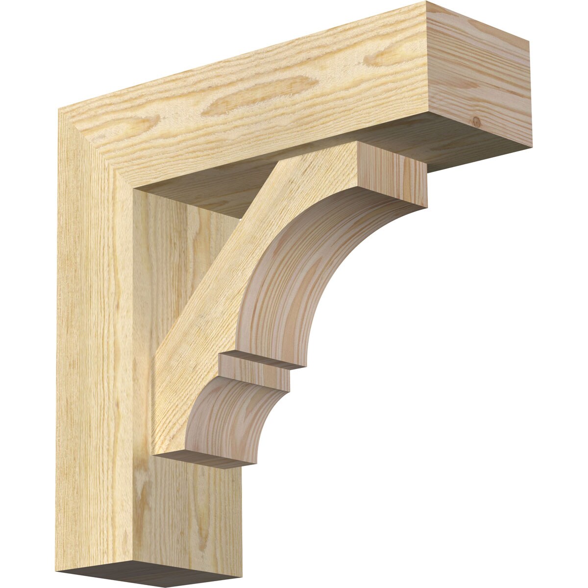 Ekena Millwork 1462034 Balboa block rough sawn bracket with offset brace 6-in x 18-in x 18-in Douglas fir Brown Wood Standard bracket