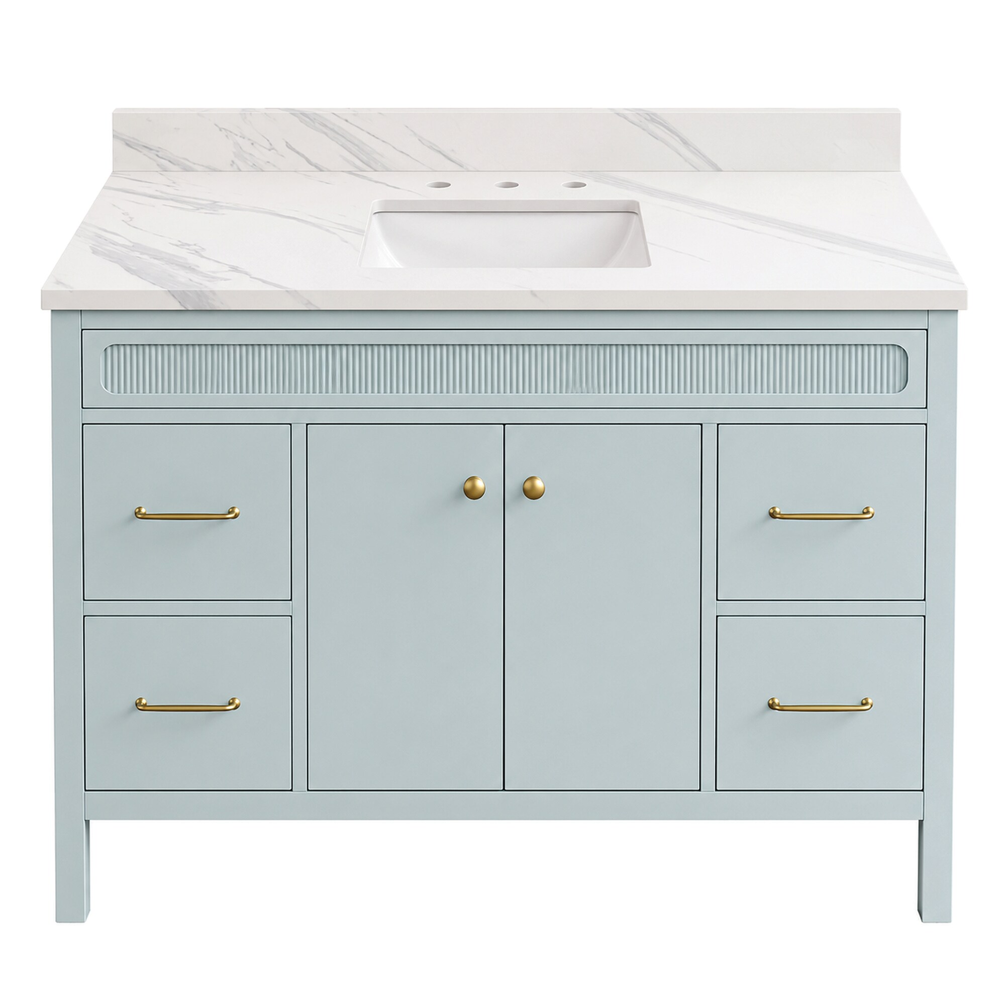 WonderLand - Viana 48-in Ice Mint Undermount Single Sink Bathroom Vanity with Calacatta Lumus Eng...