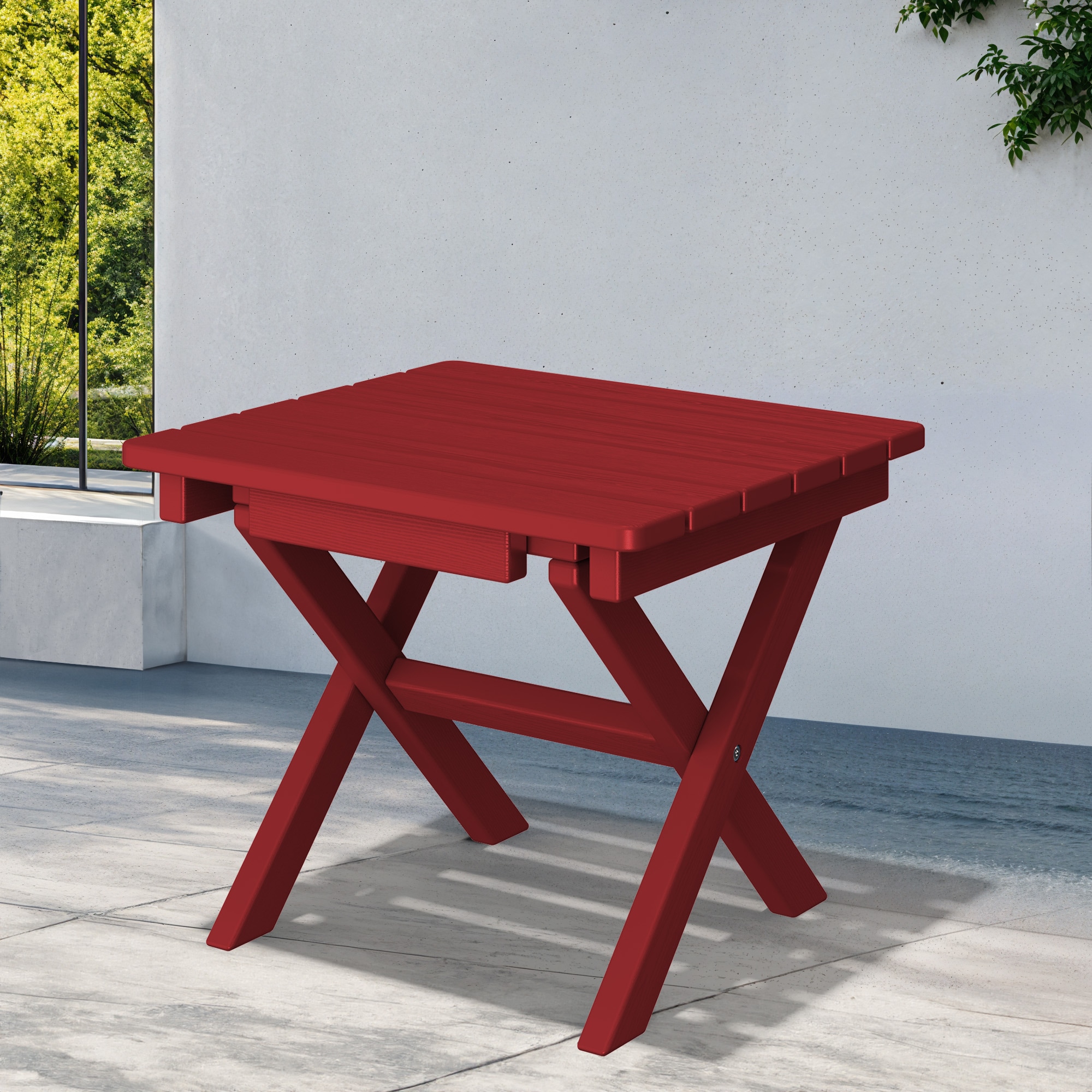 JEAREY BTBJ-YW Folding Side Table Rectangle Outdoor End Table 16.73-in W x 17.91-in L
