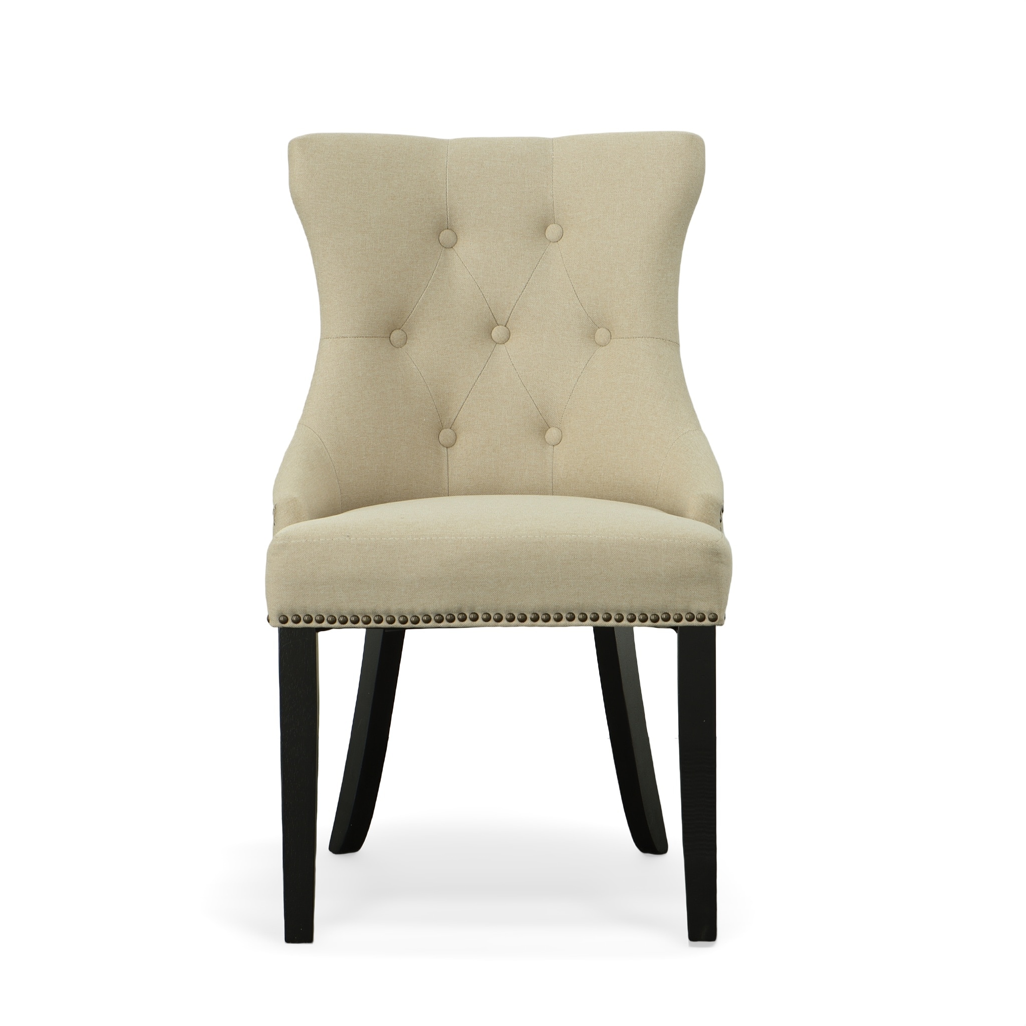 Julia Espresso Cream Linen High-Back Upholstered Side Chair