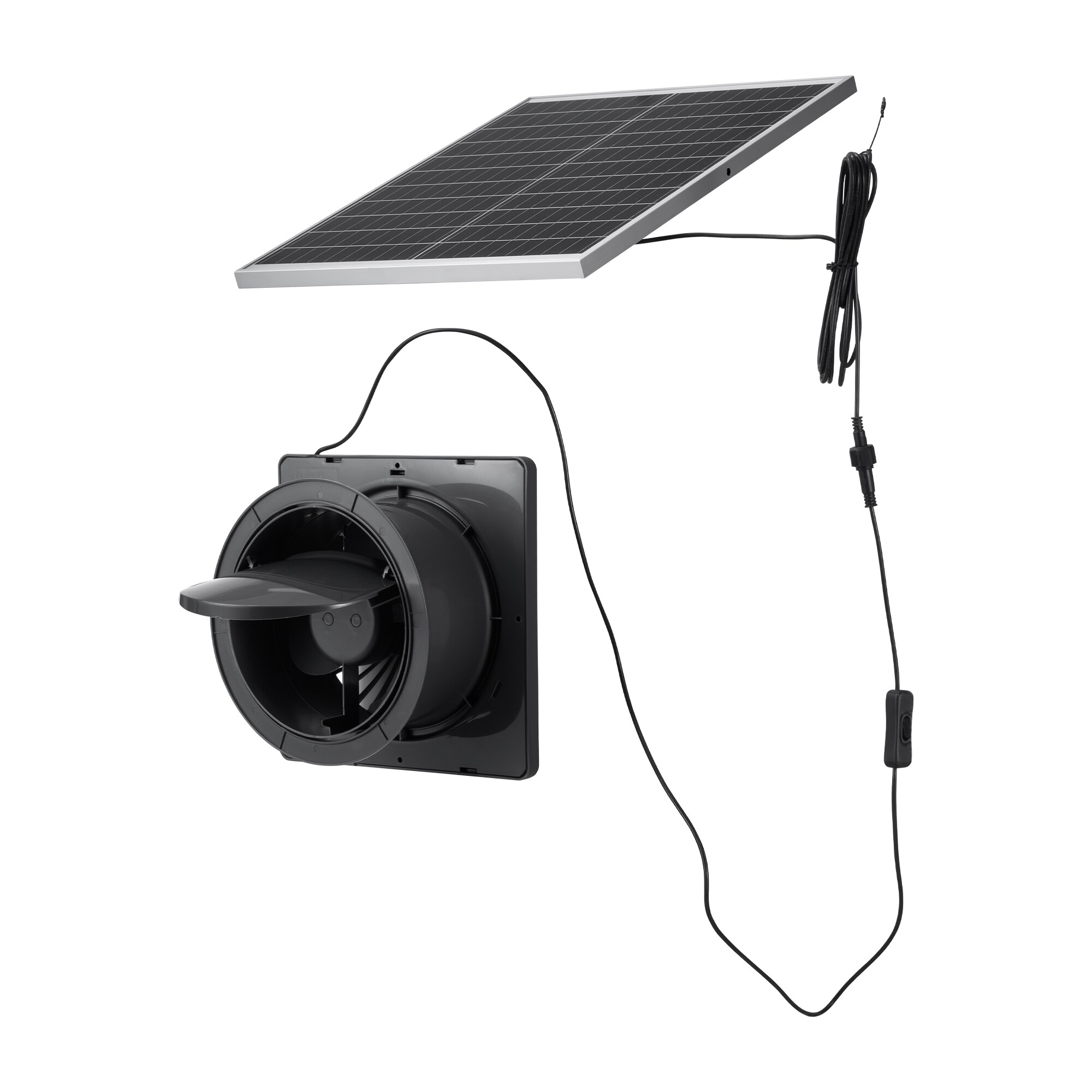 GIVIMO Solar Powered Fan 25-W Solar Panel Exhaust Fan with 220-CFM Airflow Adjustable Panel Angle IP65 for Greenhouse Grow Tent Chicken Coop and Livestock Shelter