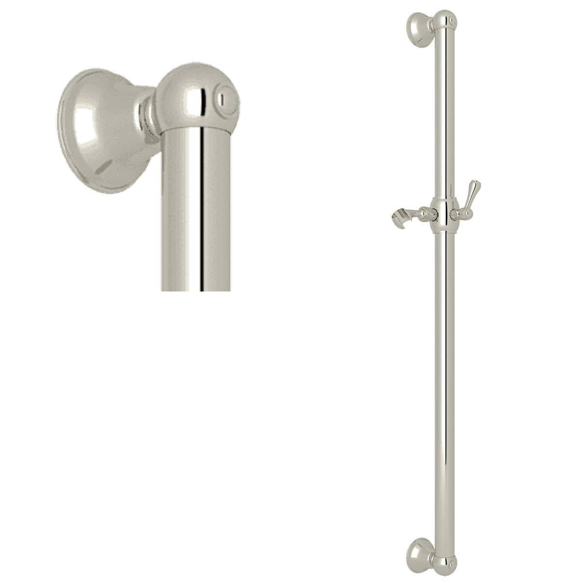 Rohl 36-Inch Grab Bar with Sliding Handshower Holder in Polished Nickel