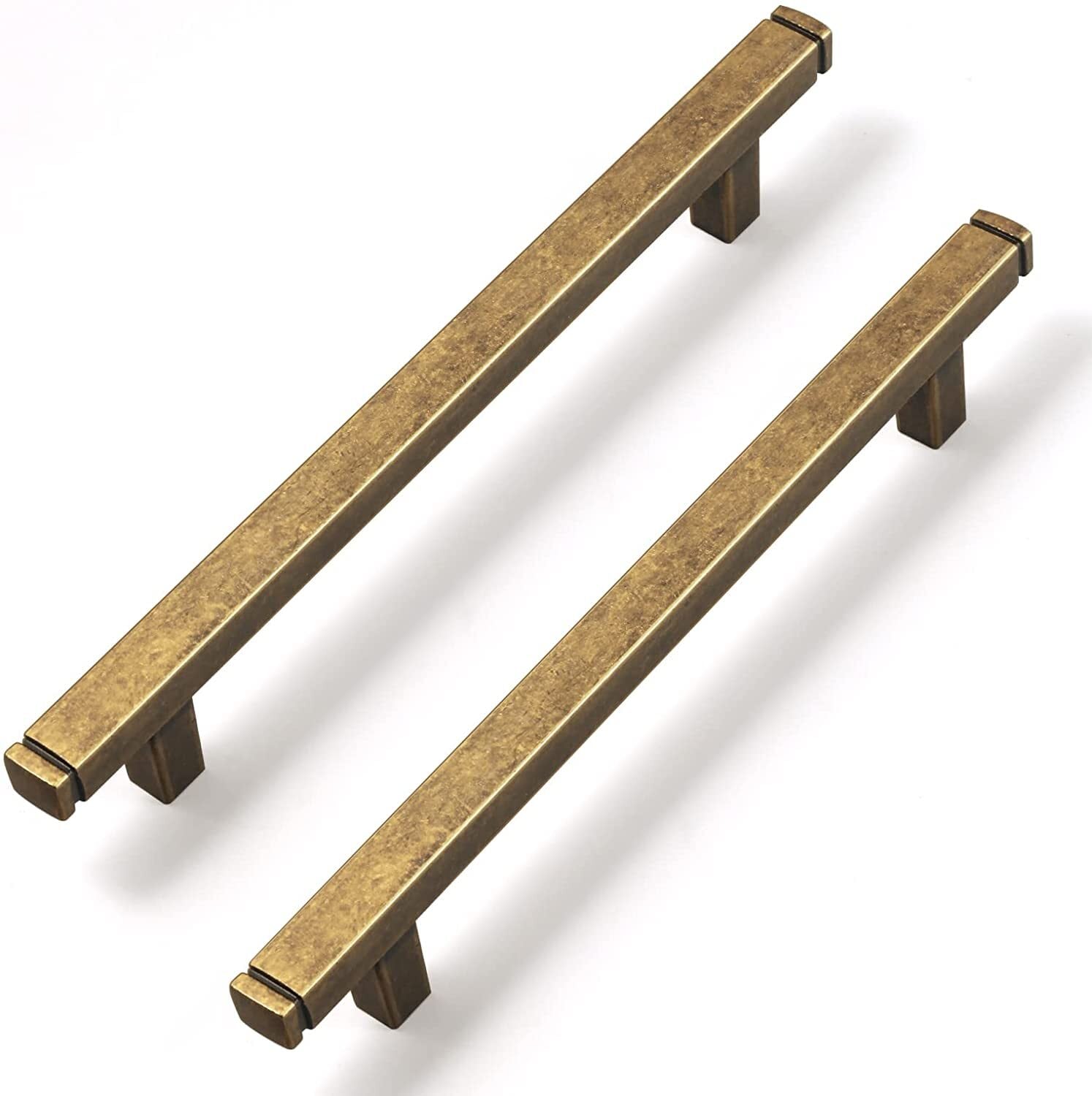 Miaokesen 1814GT-128 5-1/16-in , 128mm Center to Center Antique Brass Rectangular Handle 6 -Pack