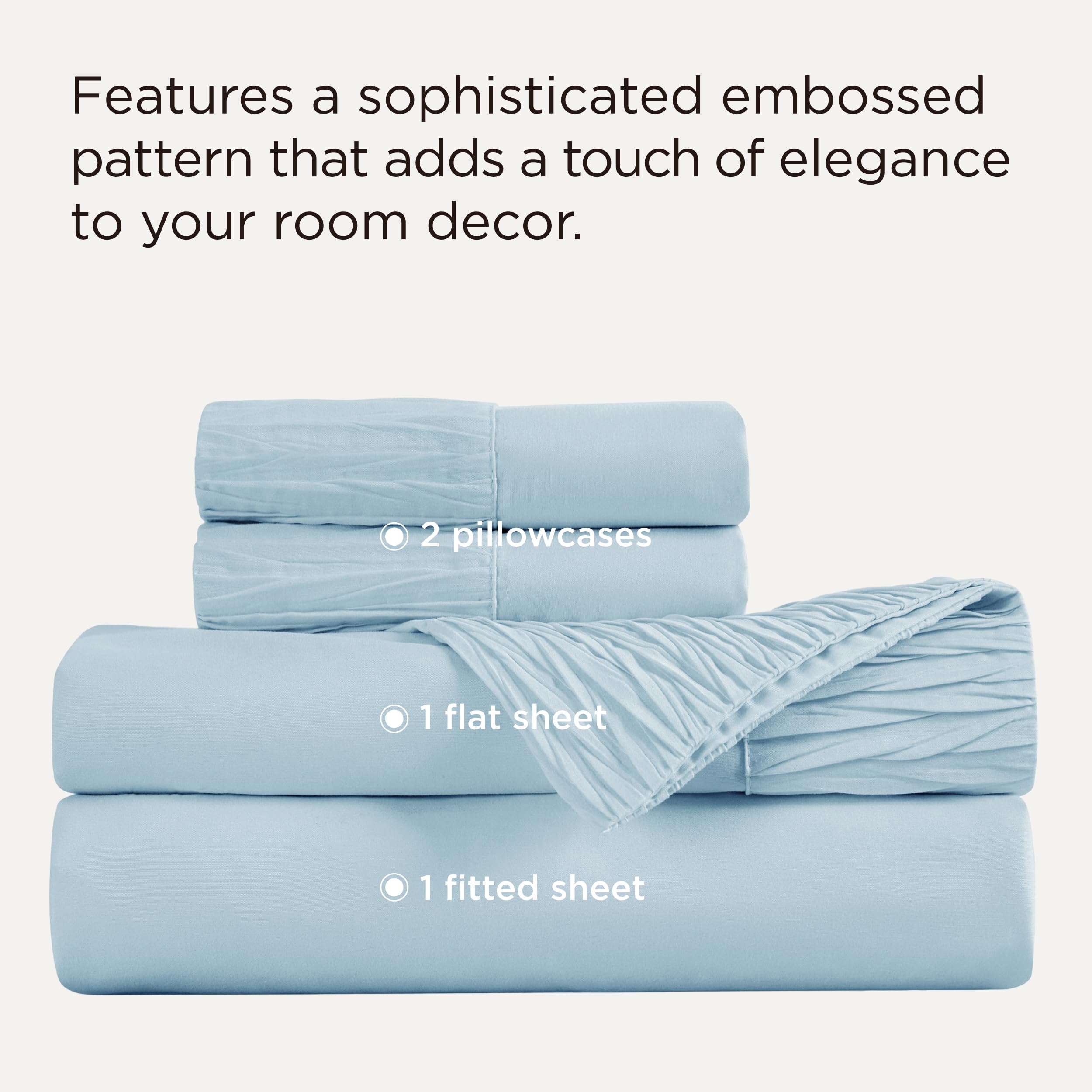 Bedsure 108x102 King 4-Piece Teal Embossed Sheet Set in the Bed Sheets ...