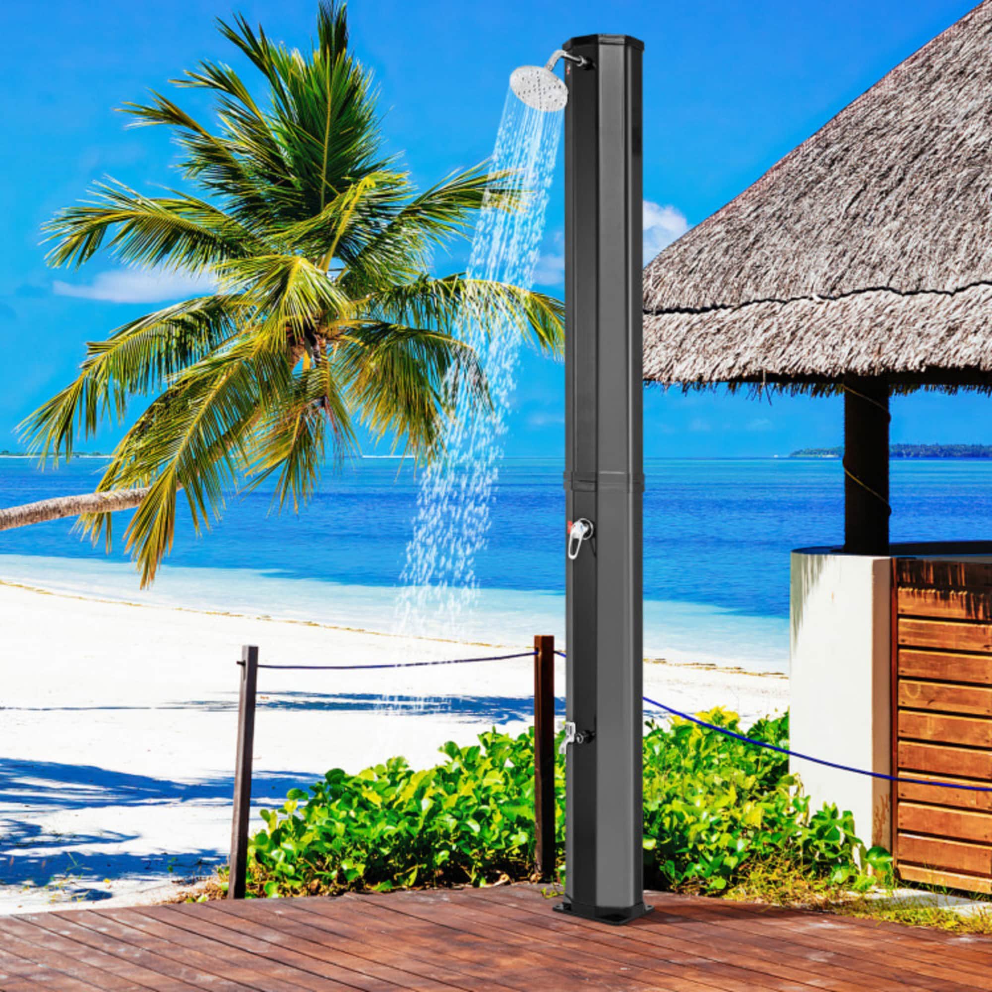Mondawe Black Solar Outdoor Shower  7.5ft 15.9 Gallon 360 degrees  Rotating Head