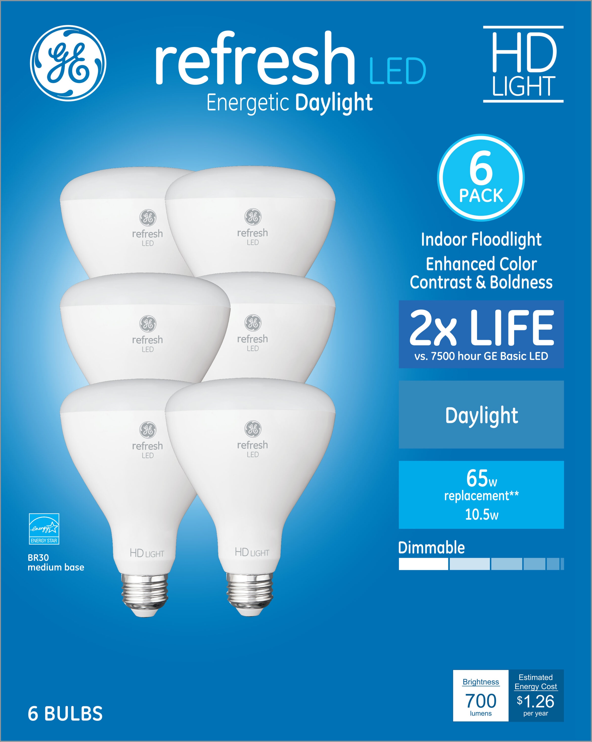 GE Refresh 65-Watt EQ Daylight Medium Base (e-26) Dimmable Light