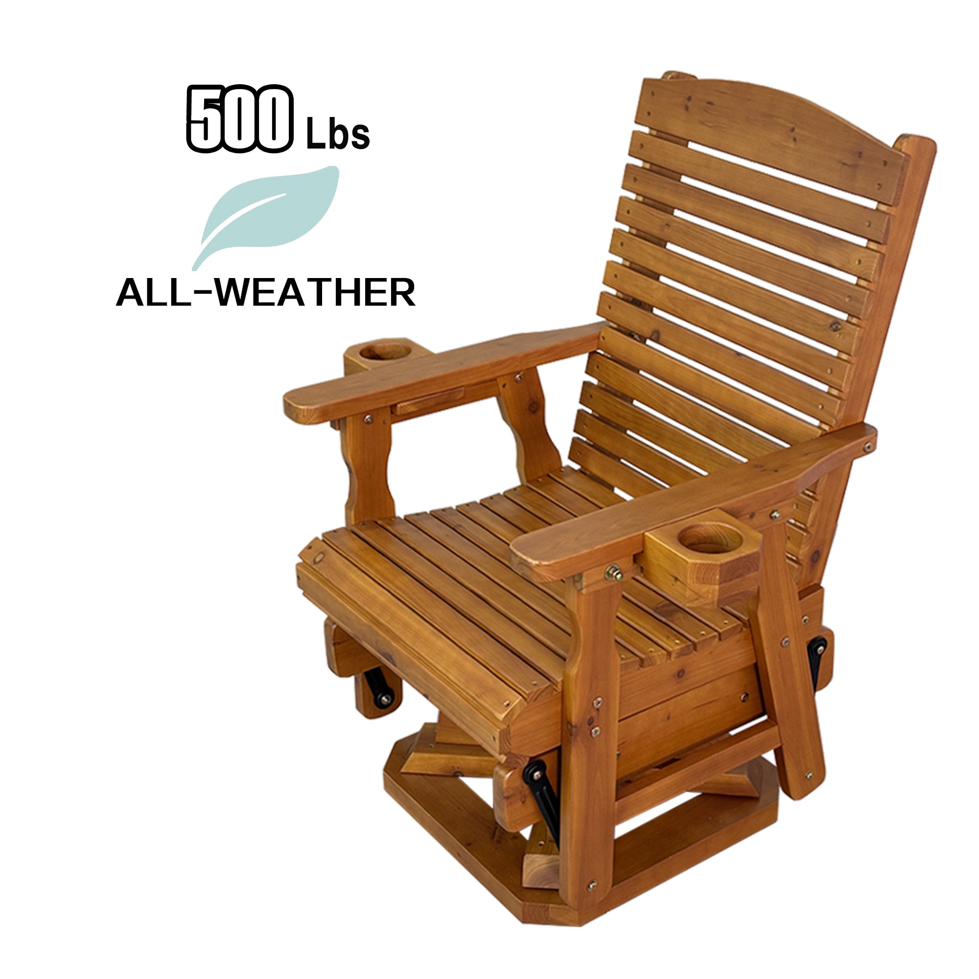 Fortune Candy Wooden 360-degree Swivel Glider Patio Rocker Chair ...