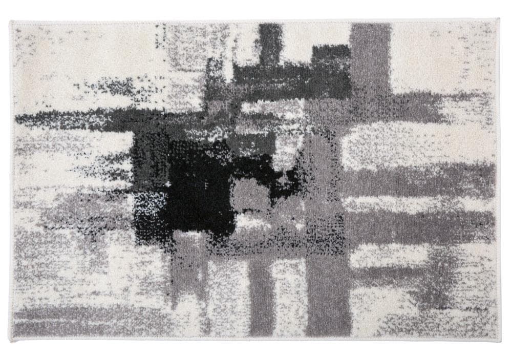 Elegant Abstract Black Synthetic Rug 26" x 3" Easy Care