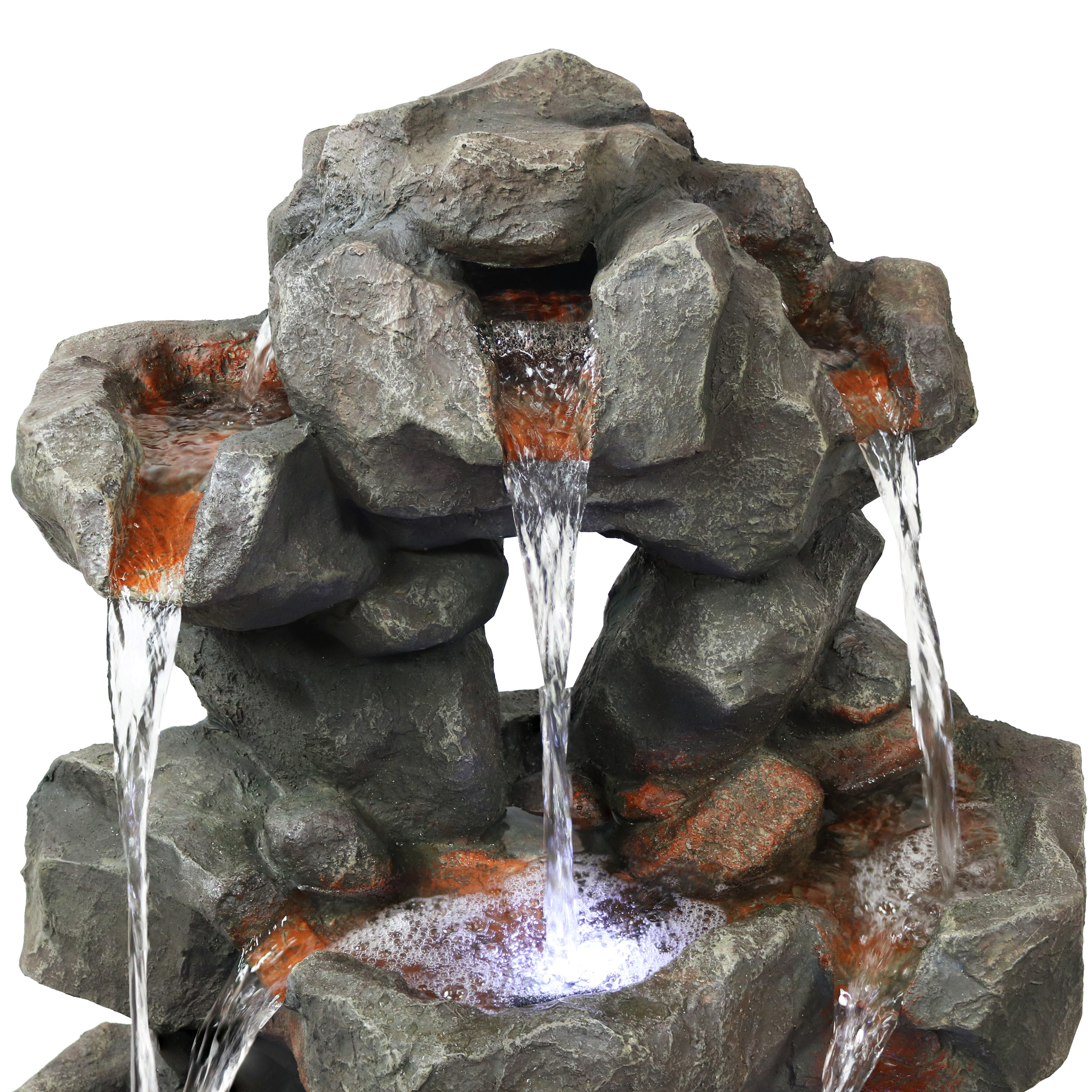 Sunnydaze Decor 32-in H Resin Water Rock Waterfall Outdoor Fountain ...