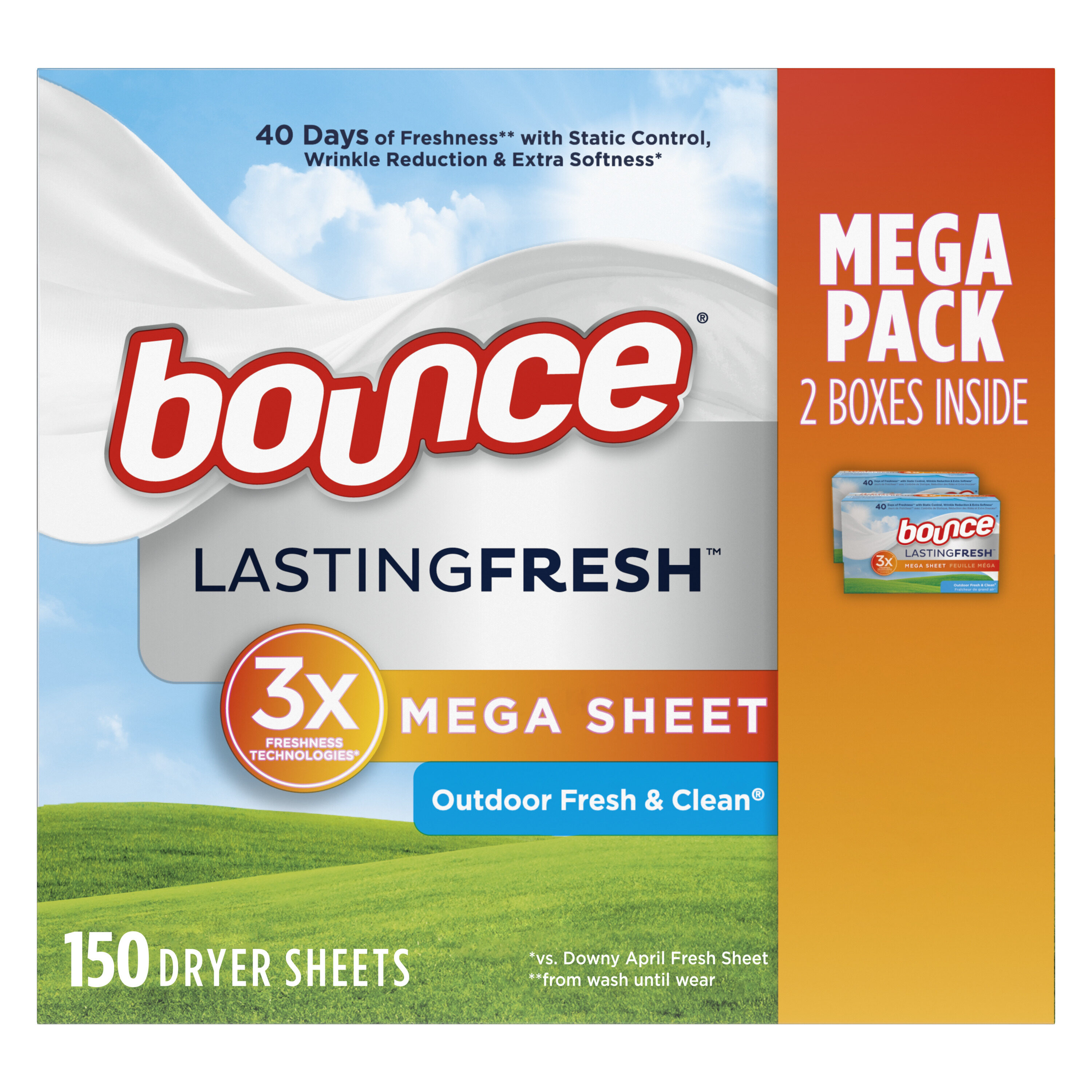 Bounce® Outdoor Fresh & Clean Mega Dryer Sheet, 180 ct - Harris Teeter
