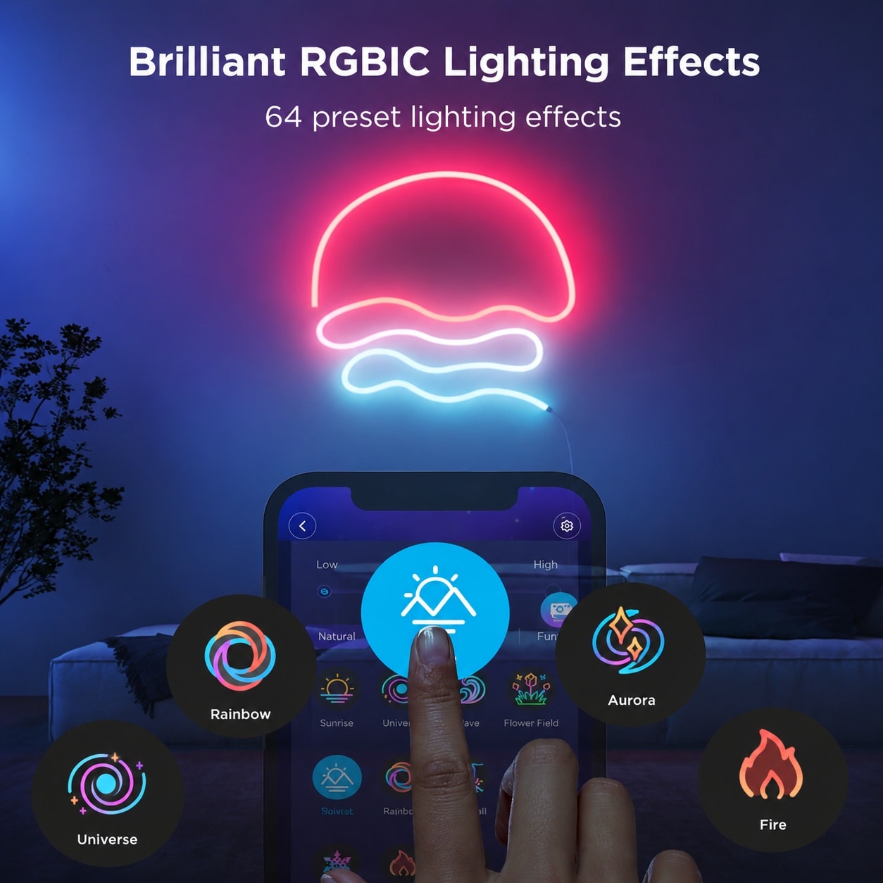 AOIZGMY RGBIC Neon Rope Light 32 8ft Smart LED Strip Works with Matter ...