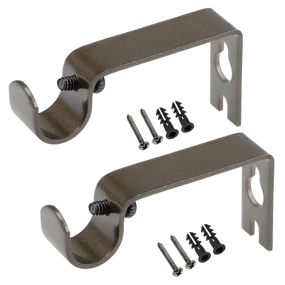 Unique Bargains - 2pcs Curtain Rod Bracket Iron Single Holder Support for 16mm Drapery Rod 73x36x...