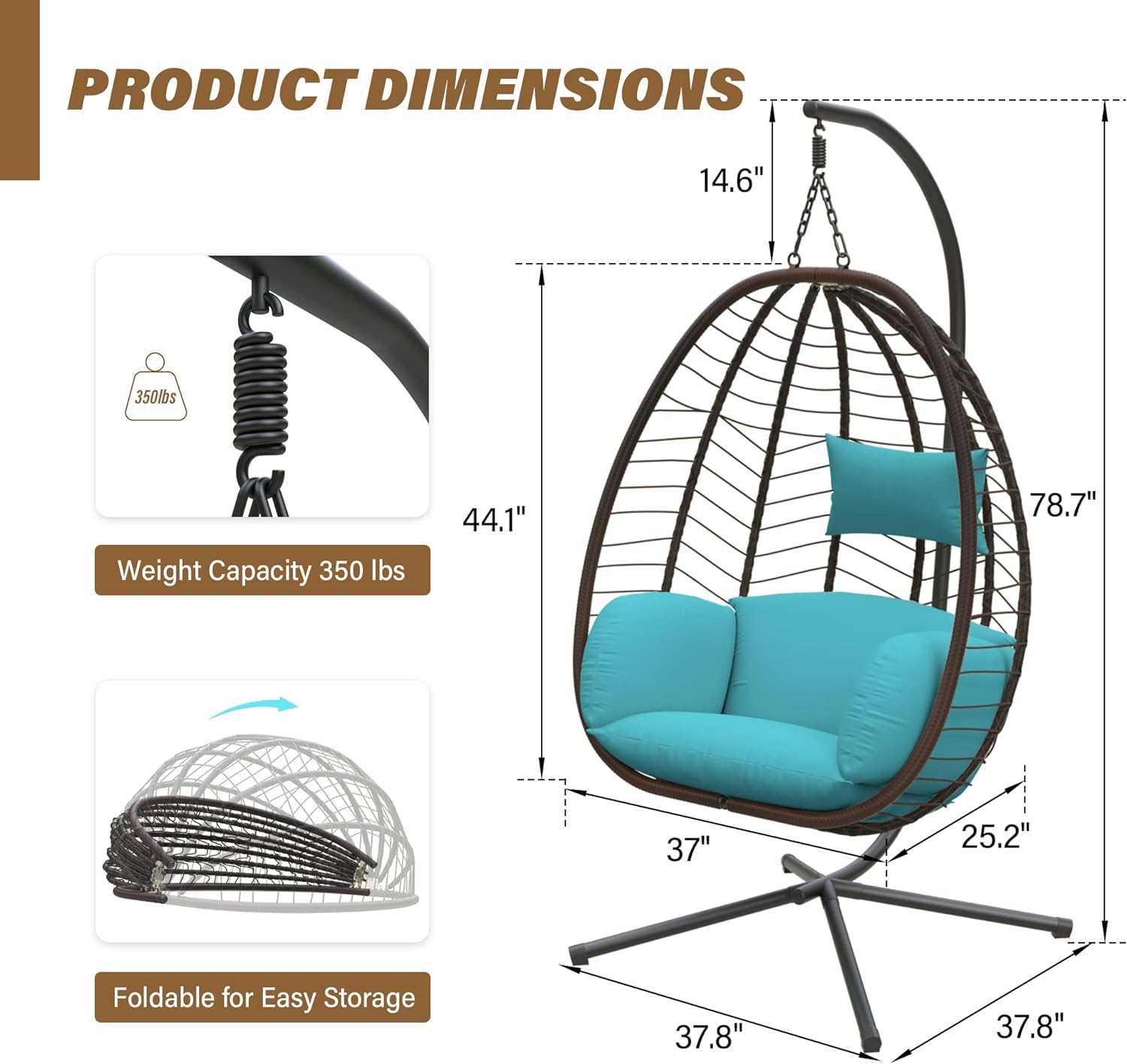 ALAULM LS-EGGCHAIR-BLUE Swing-Gliders - View #4