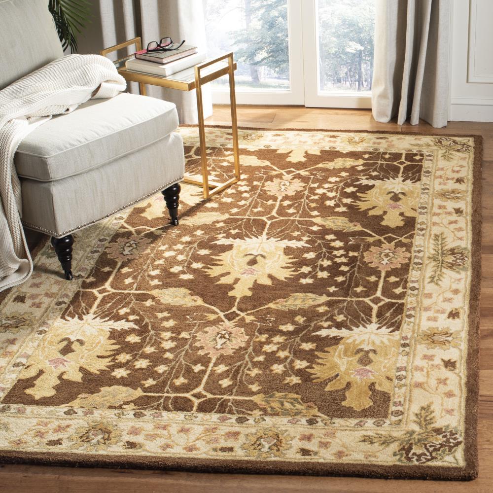 Hand-Tufted Brown and Beige Wool 4' x 6' Rectangular Rug