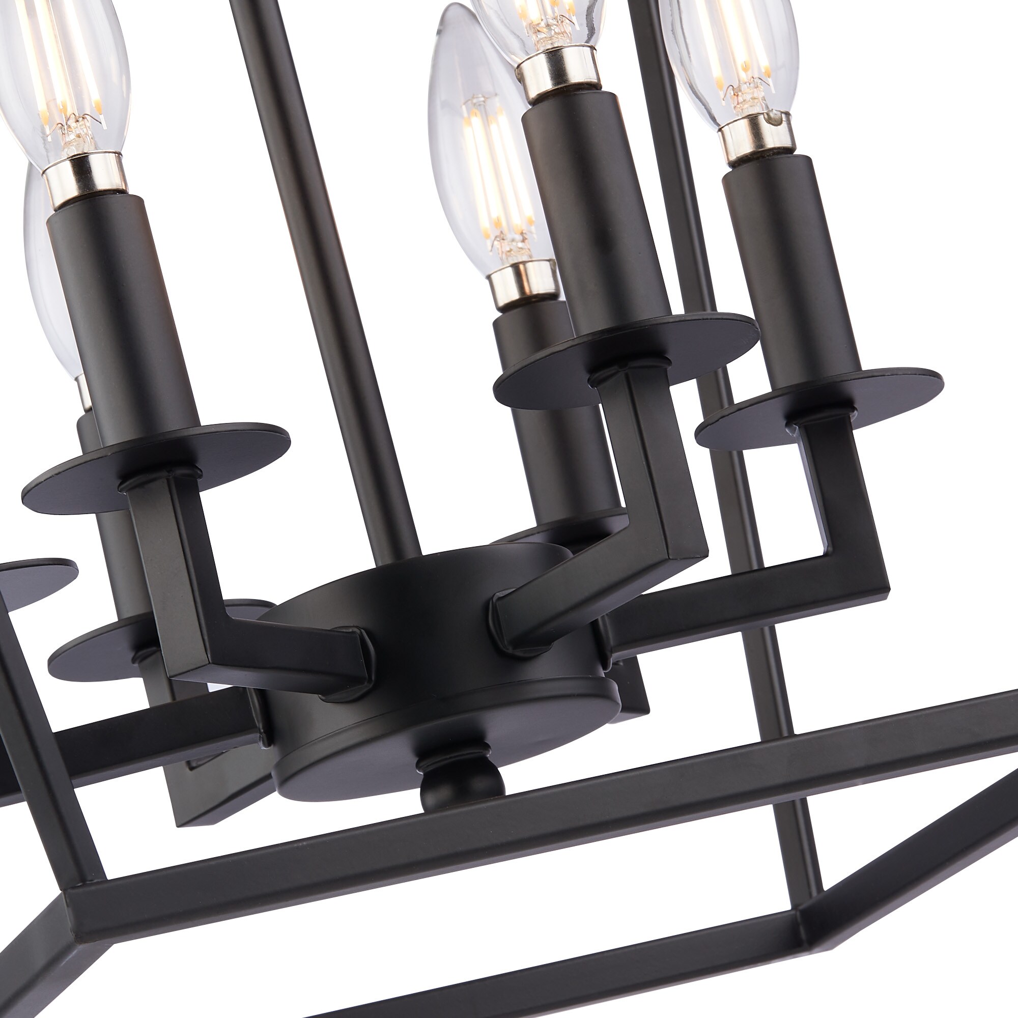 allen + roth Hannah 6 -Light Matte black Transitional Cone Medium Hanging Pendant light