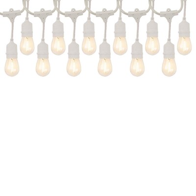 White Outdoor Led Edison String Lights, Outdoor Patio String Lights White Cord
