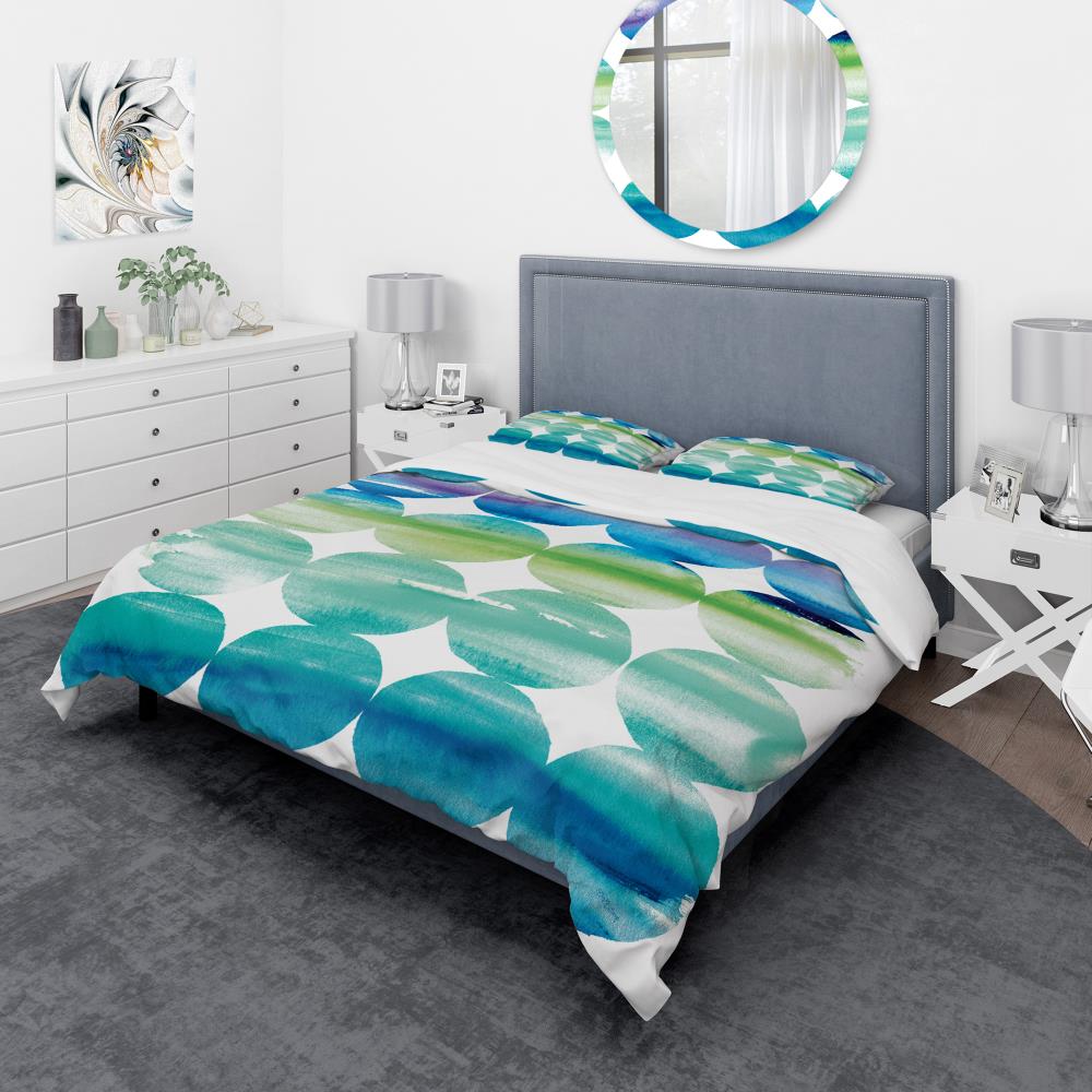 Designart BED31033-Q 3 -Piece Blue Queen Duvet cover Set