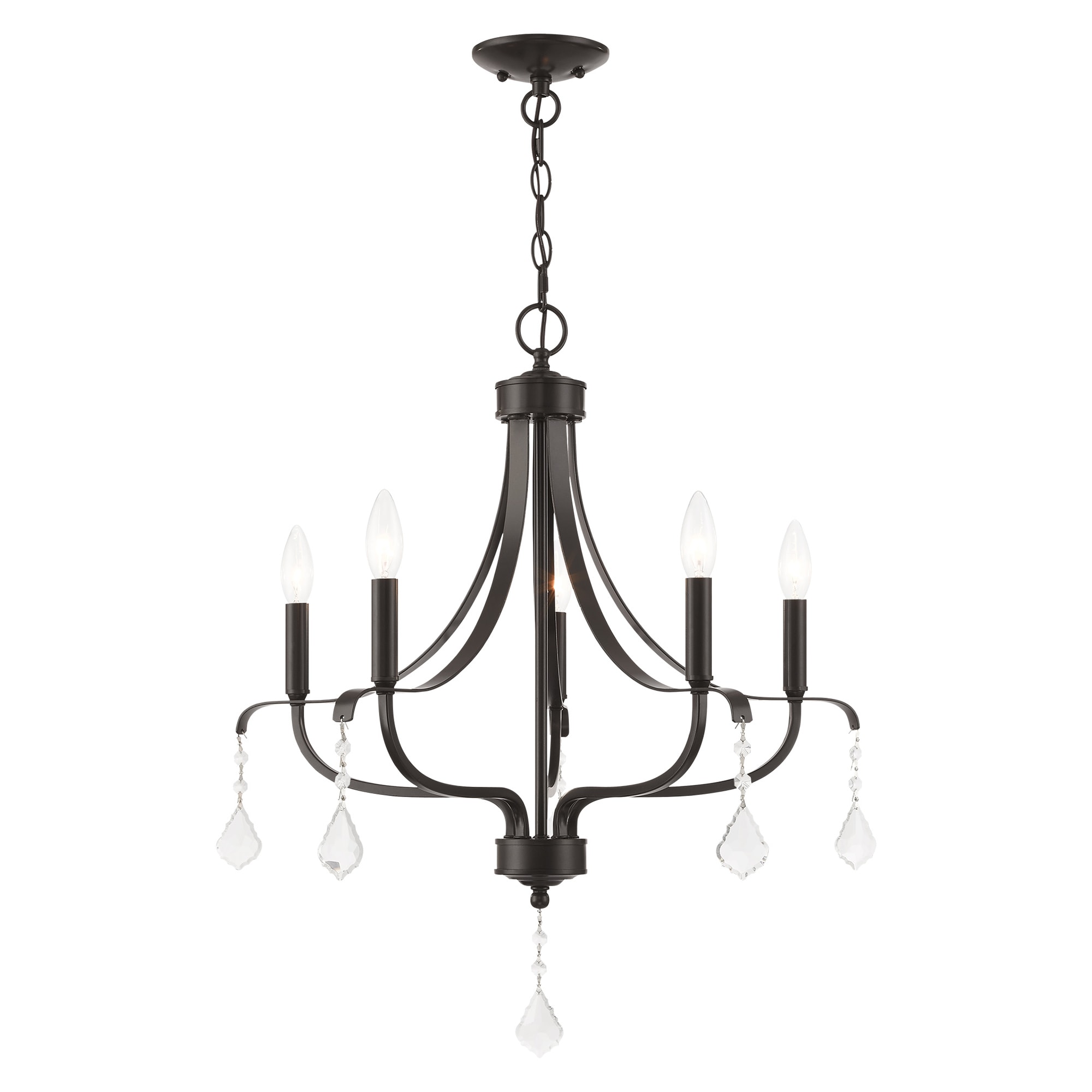 Livex Lighting 40785-92 Laurel 5 -Light Matte Bronze Transitional Crystal For Use in Bathrooms, Bedrooms, Dining Rooms, Foyers, Kitchens, Living Rooms Chandelier