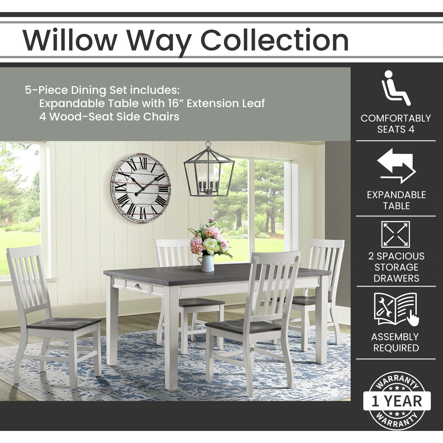 Hanover HDR009-5PC-WH Dining-Sets - View #2