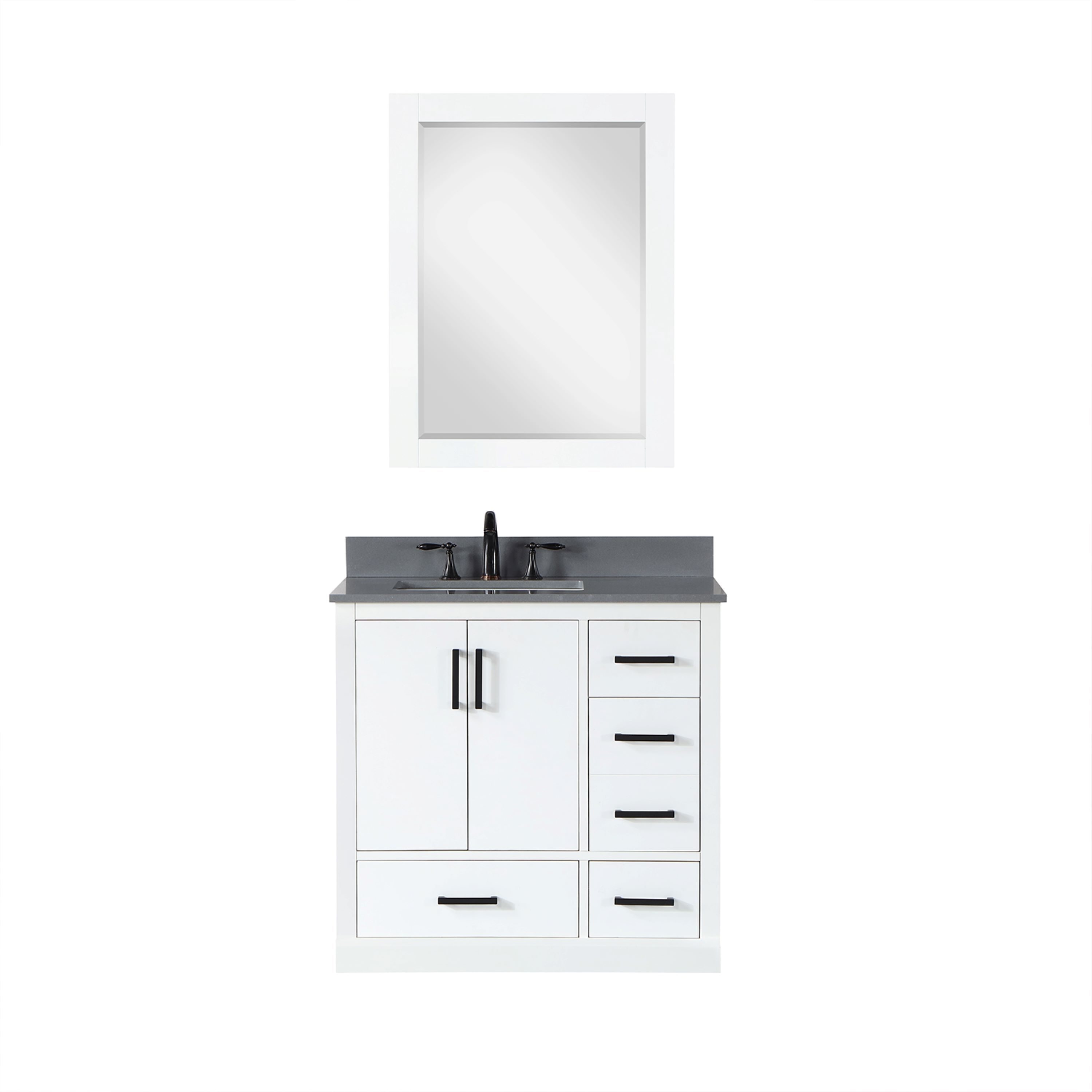 Altair Monna 36" White & Concrete Grey Single Bathroom Vanity Set