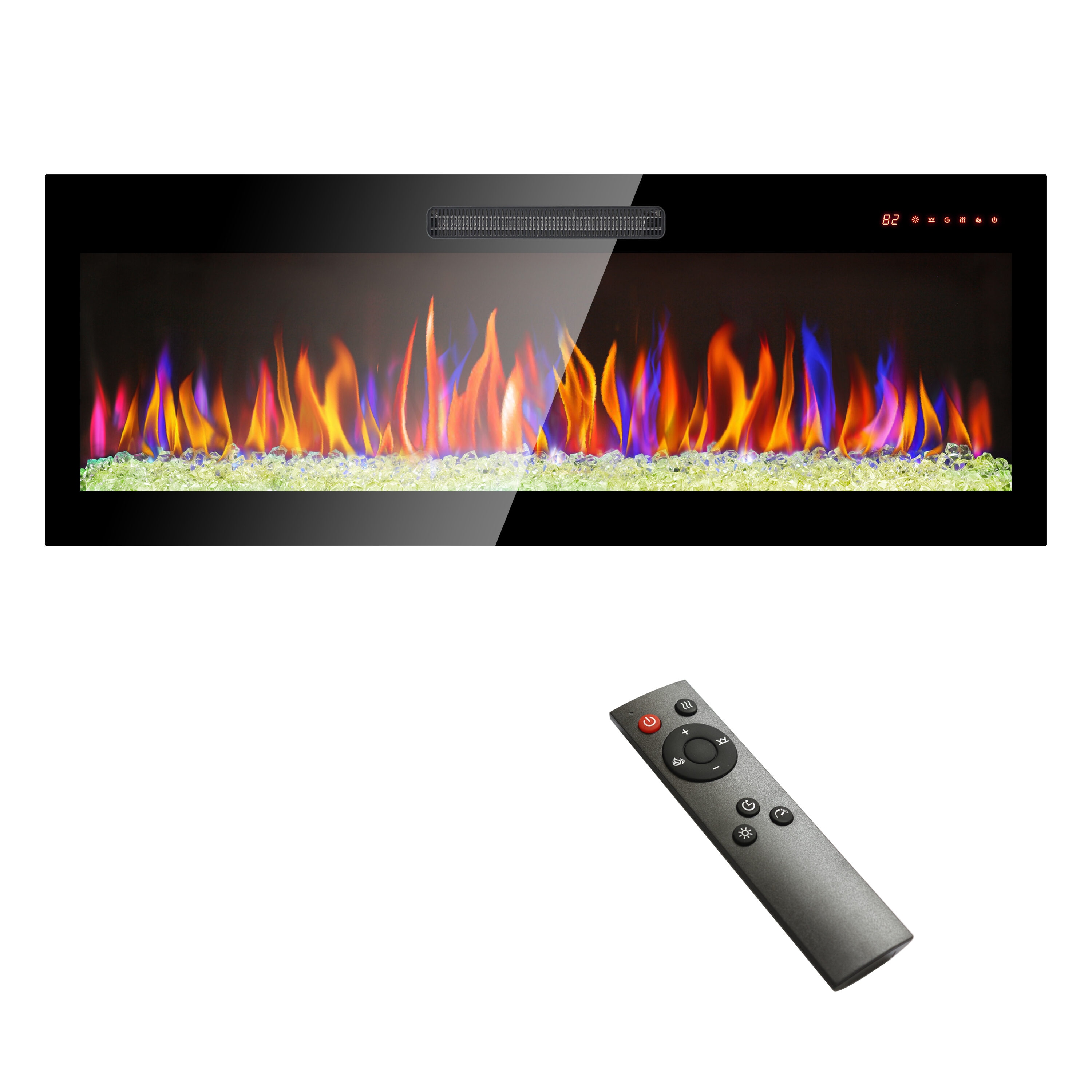 Miki Shinly CEM-3305-09QI 18.6-in W Antique Black Wall mount LED Wall-mount Electric Fireplace with Remote Control Included