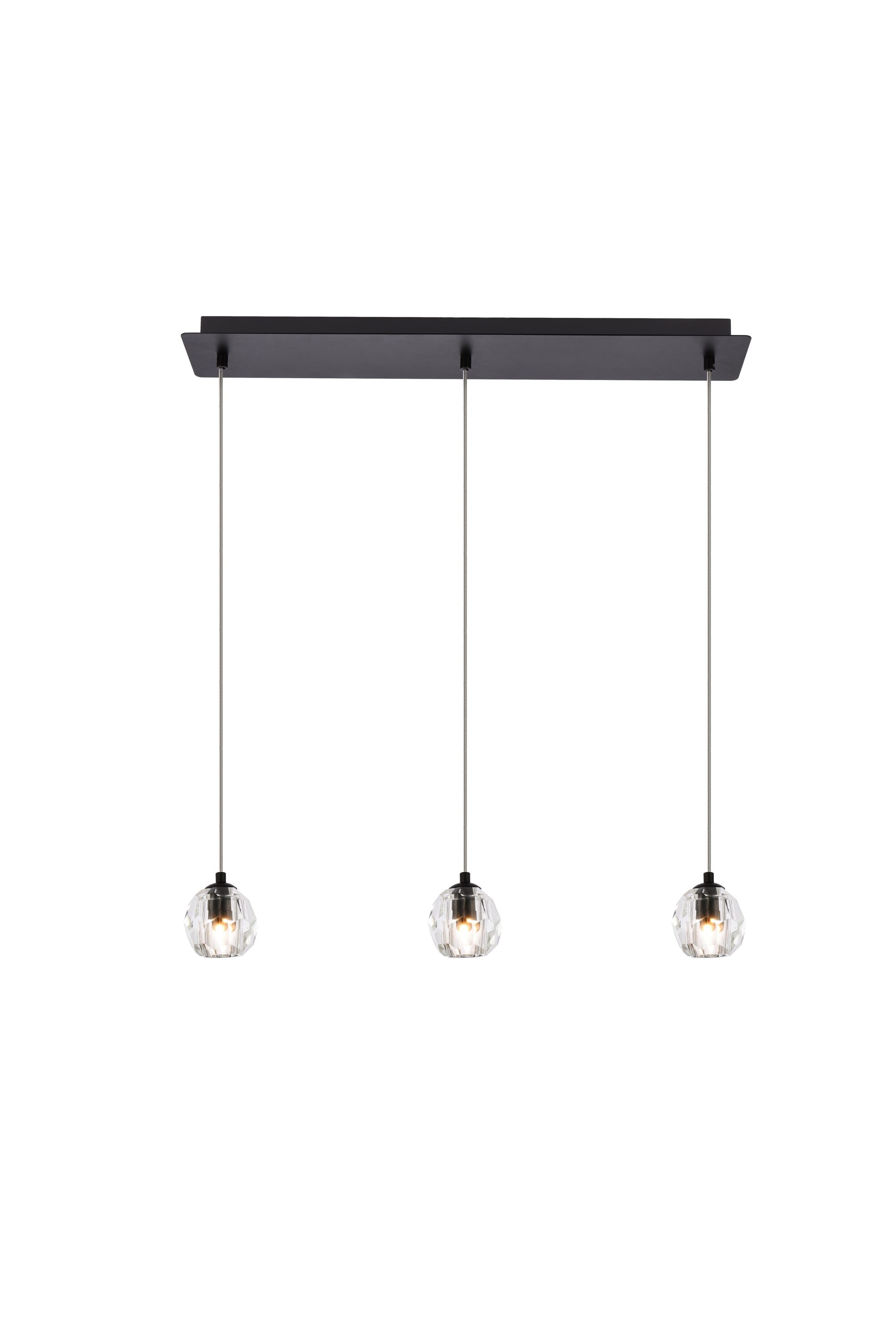 Elegant Decor HF10515D28BK Home Furnishing 3 -Light Black Modern/contemporary Beveled glass Linear Large Hanging Pendant light