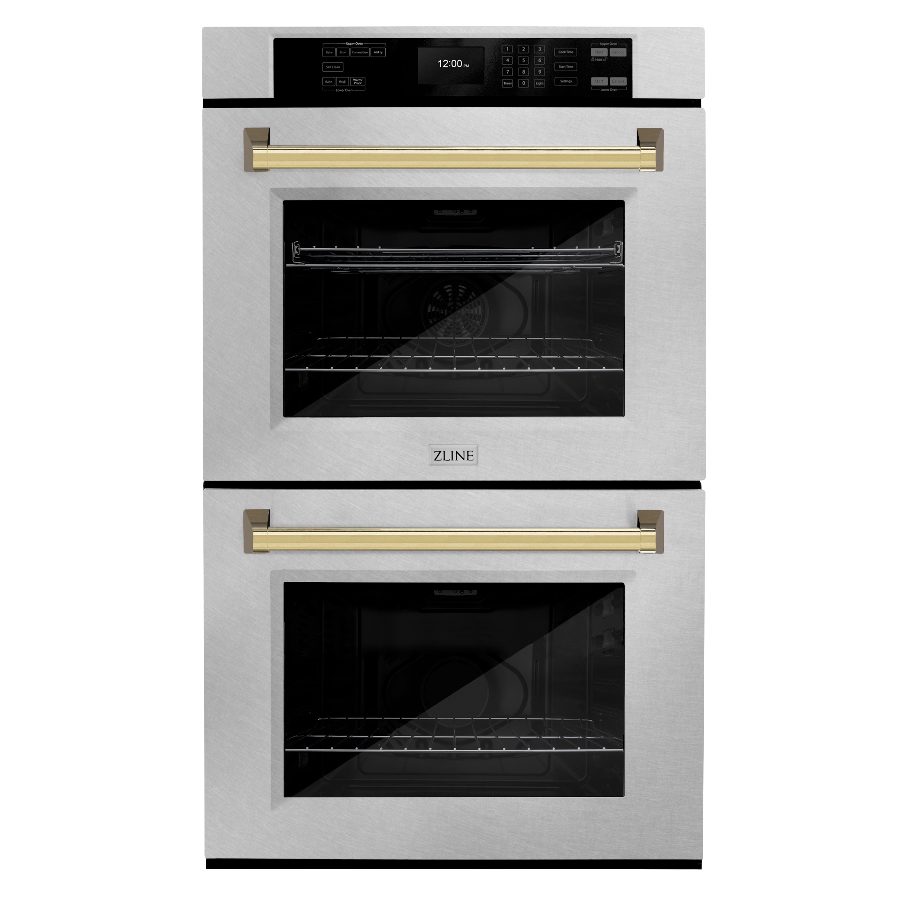ZLINE KITCHEN & BATH WADSZ-30-G 30 inch Double Electric Wall Oven with Air Fry Self-cleaning ( Satin Stainless Steel, Polished Gold Handles )