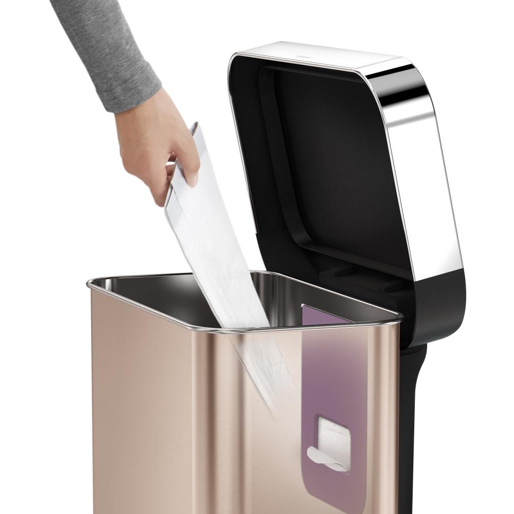 simplehuman 45-Liter Rose Gold Stainless Steel Steel Trash Can with Lid at
