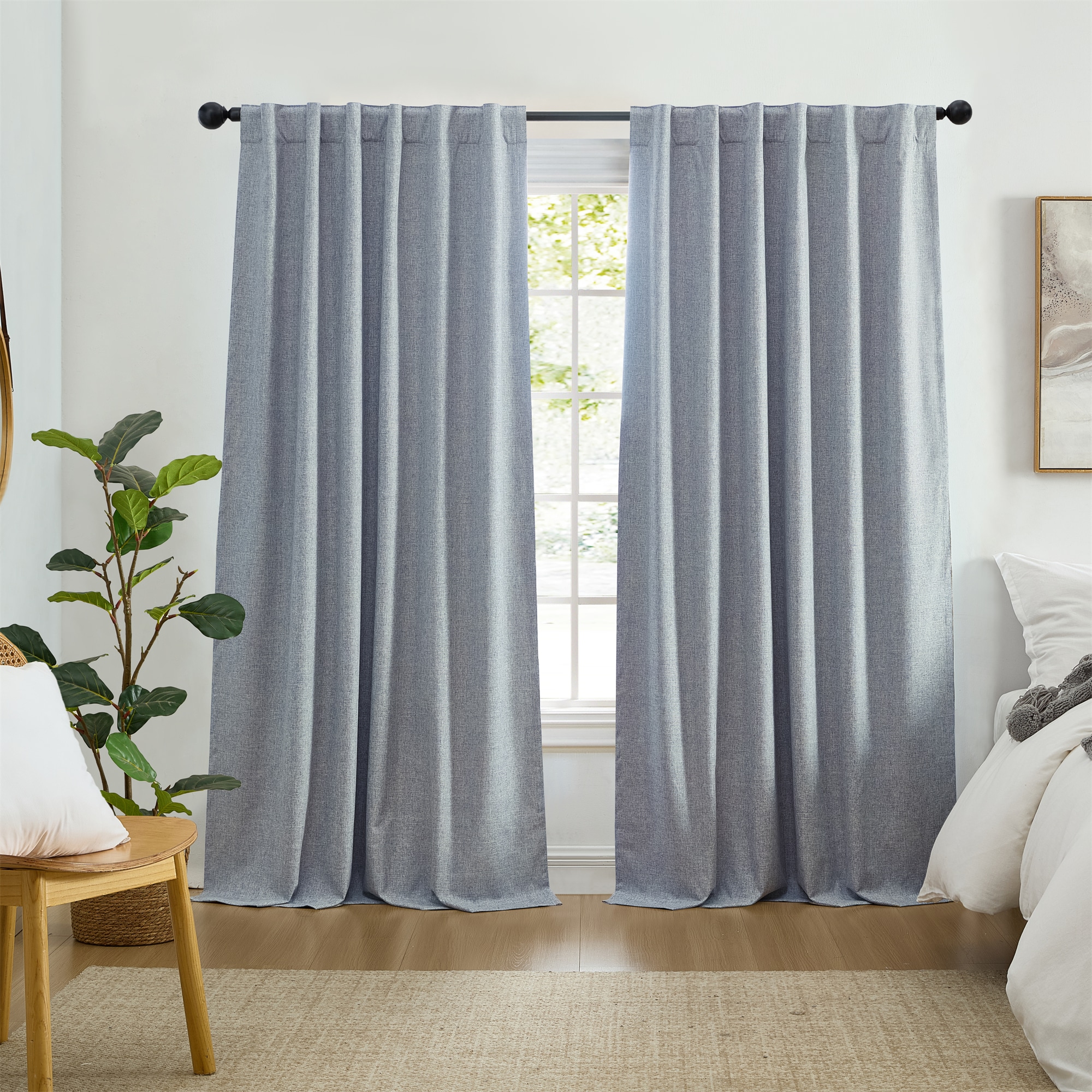 Elrene Home Fashions 194590336691 95-Inches Blue Blackout Standard lined Back tab/Pinch pleat/Rod pocket Single curtain panel