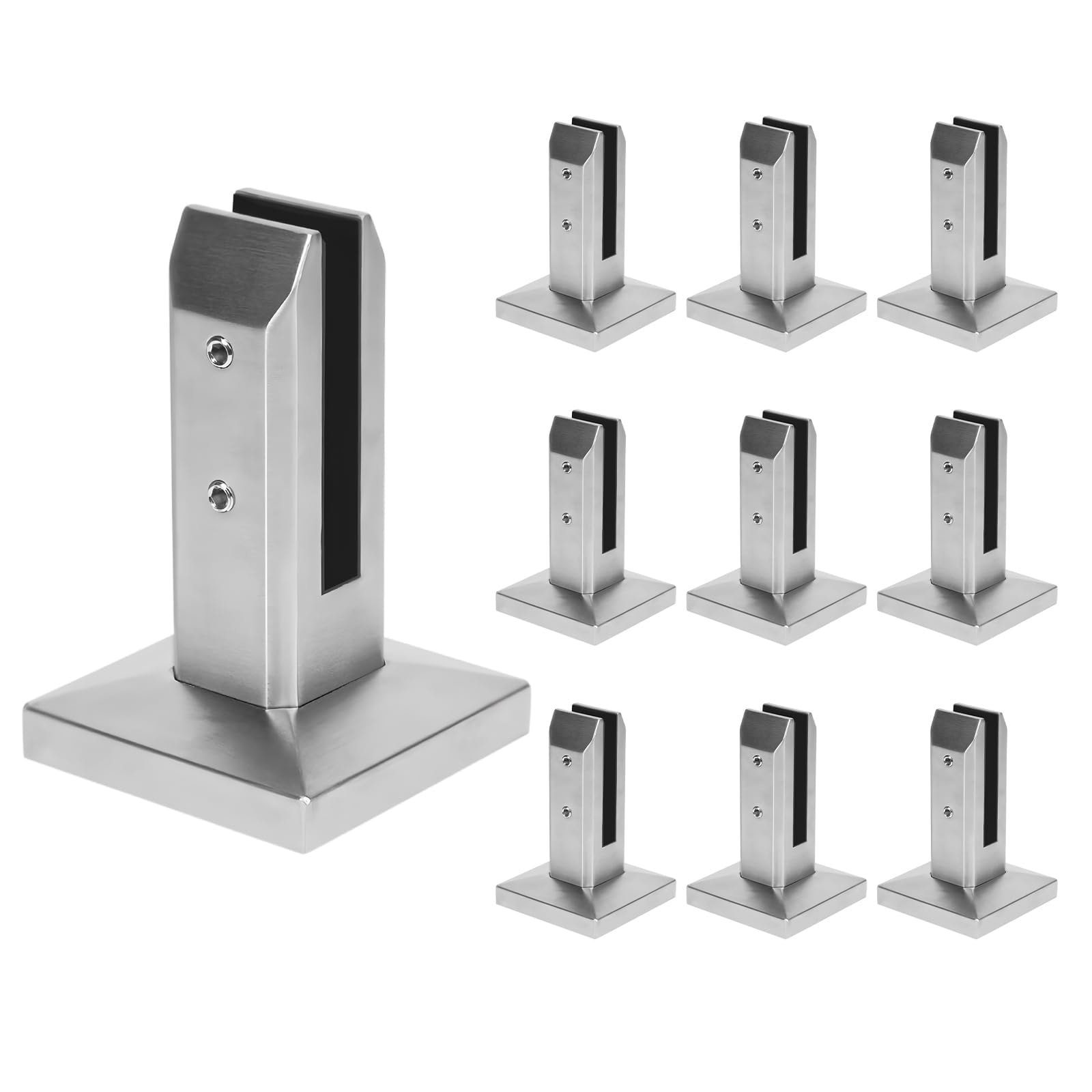 Etokfoks  304 Stainless Steel Square Glass Spigot Clamp Brushed Finish for Pool Fence Railing Balustrade 1 Piece