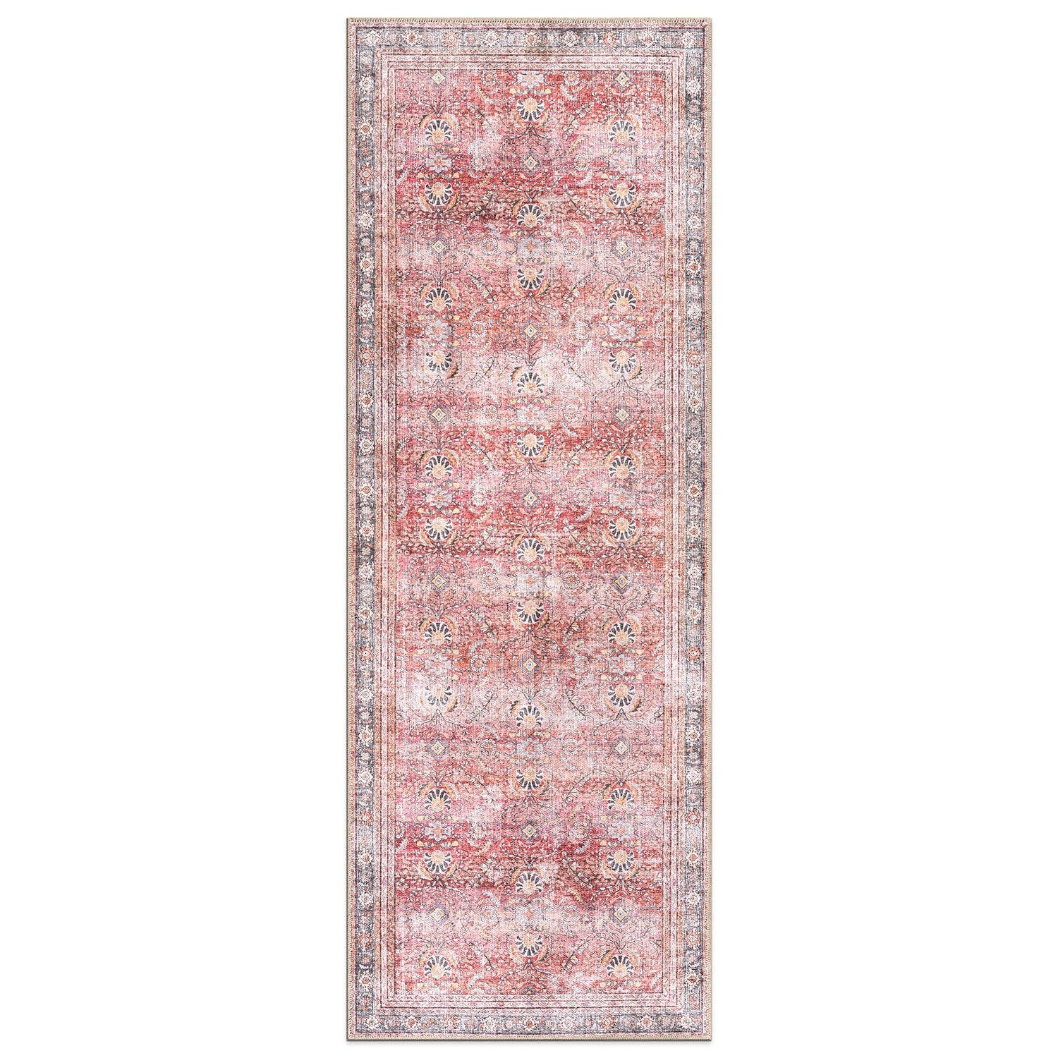 World Rug Gallery 6029RED2X7 2 x 7 (ft) Loomed Polyester Red Rectangular Indoor Oriental Machine washable Area rug