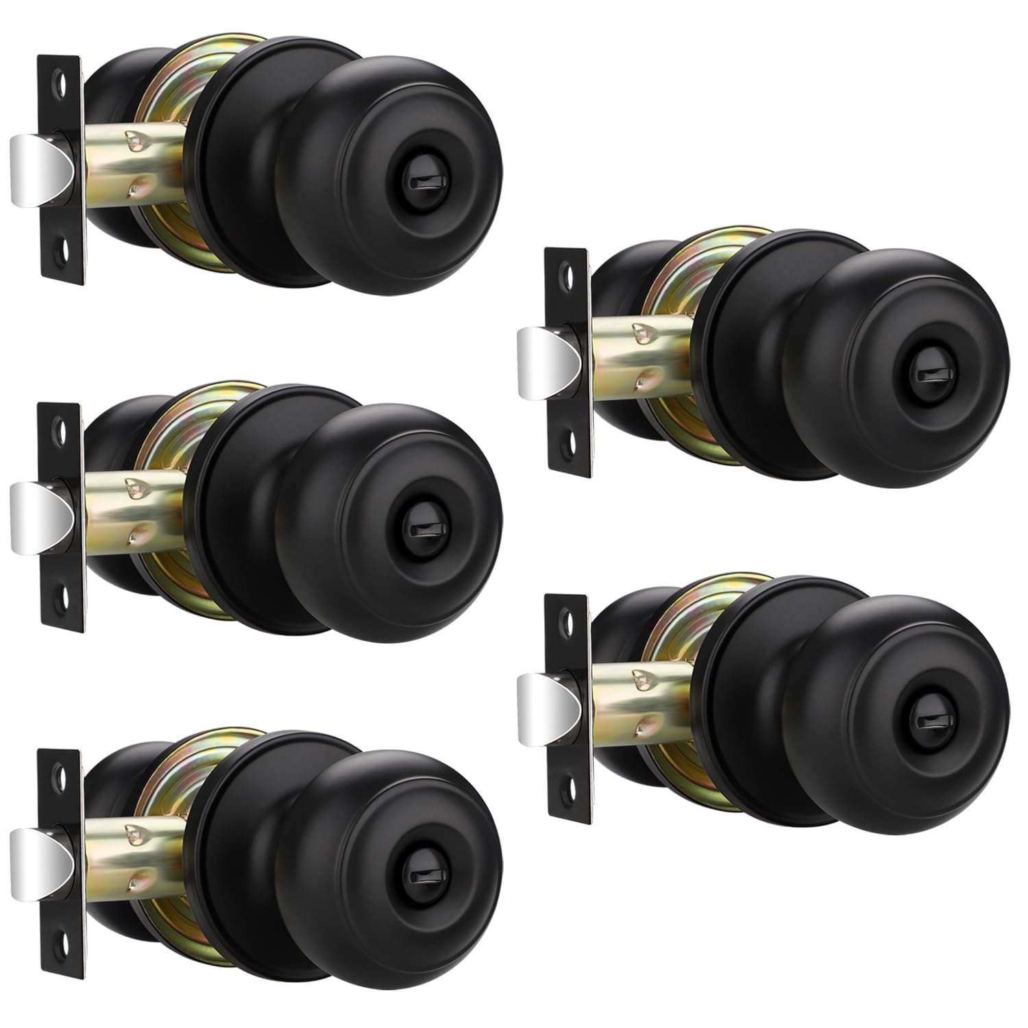 JVFCXXV  Matte Black Door Knob with Keyless Privacy Lock for Interior Doors Round Shape Fits Left and Right Handed Doors durable home and garden