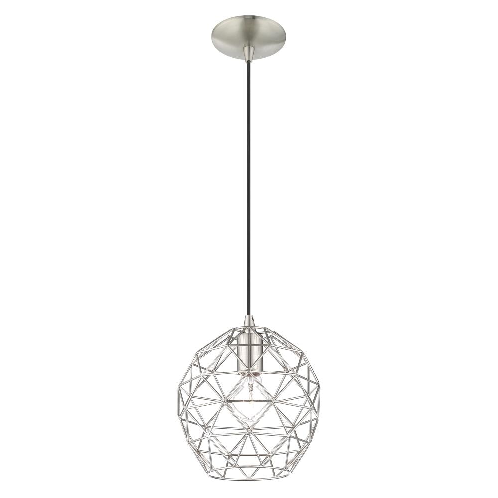 Brushed Nickel 1-Light LED Mini Globe Pendant for Indoor/Outdoor