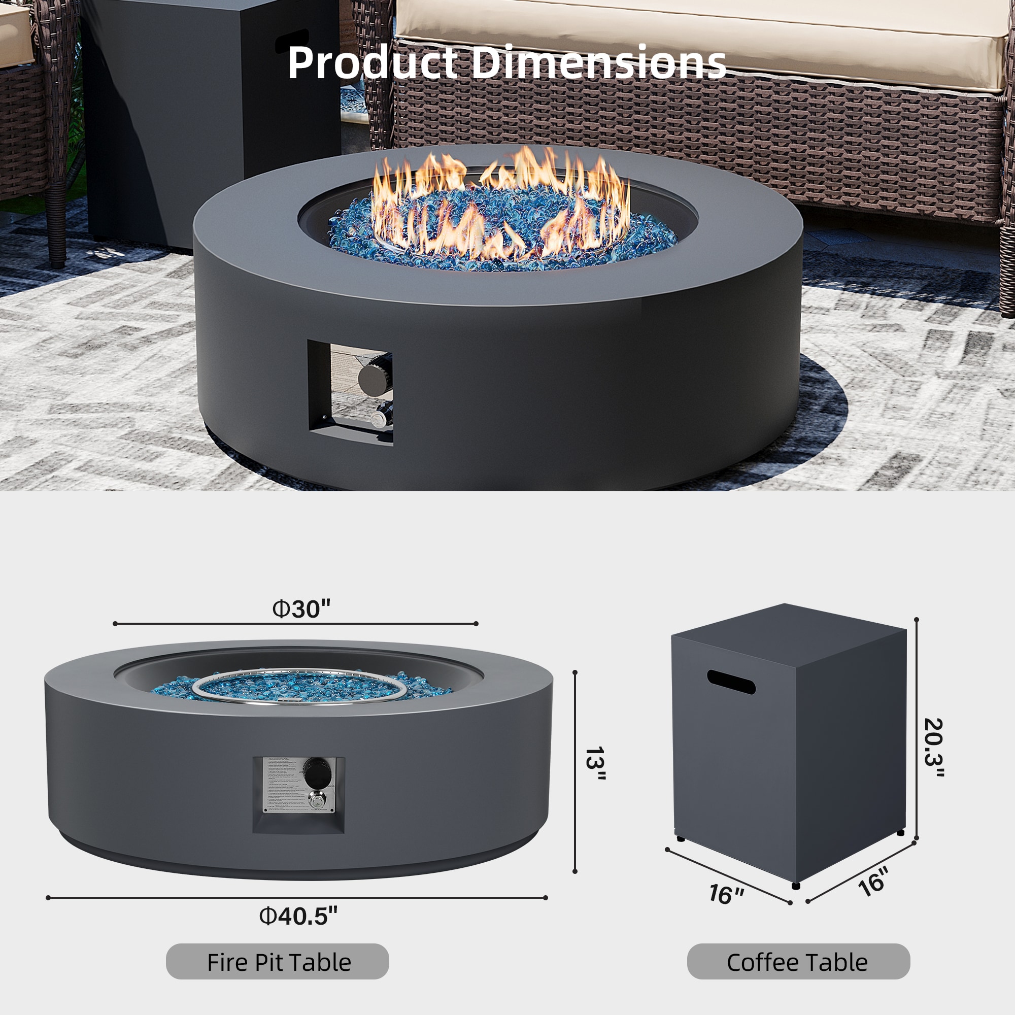 UPHA PL-42TPYX-DK-K Outdoor-Gas-Firepits - View #9