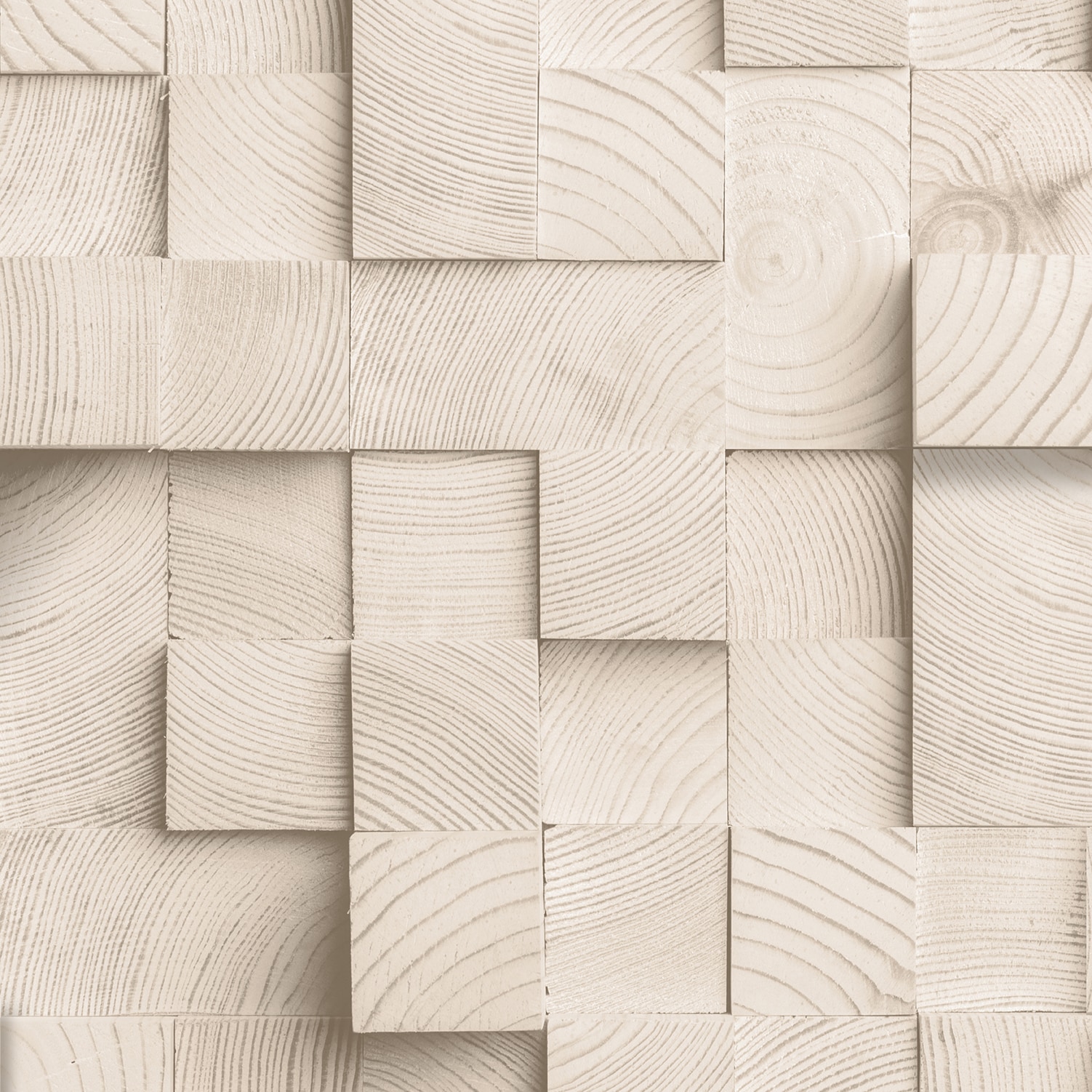 Wood Blocks Natural Beige Wallpaper