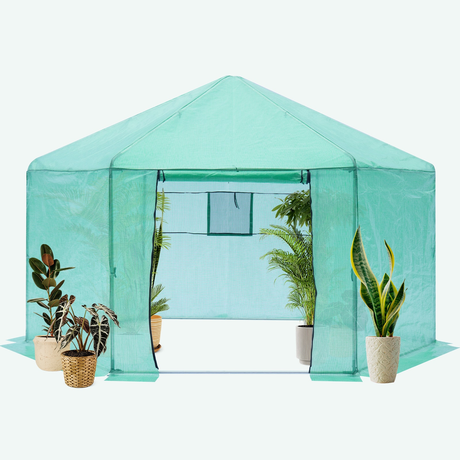 Mondawe MD-OP33560 13.4-ft L x 13.4-ft W x 8.8-ft H Green Greenhouse Kit