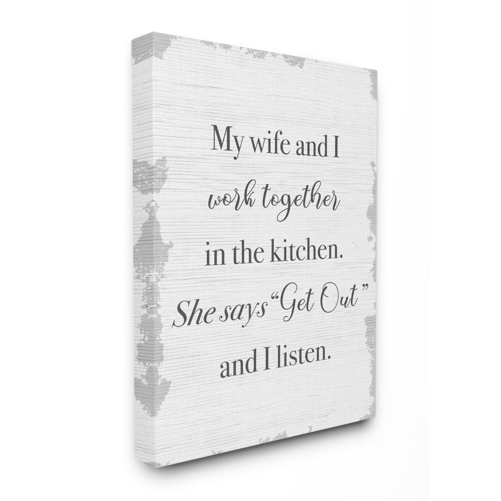 Stupell Industries AB-864-CN-24X30 We Work Together In the Kitchen Funny Couple Phrase Daphne Polselli Gallery Wrapped Canvas 30-in H x 24-in W Inspirational Canvas Print