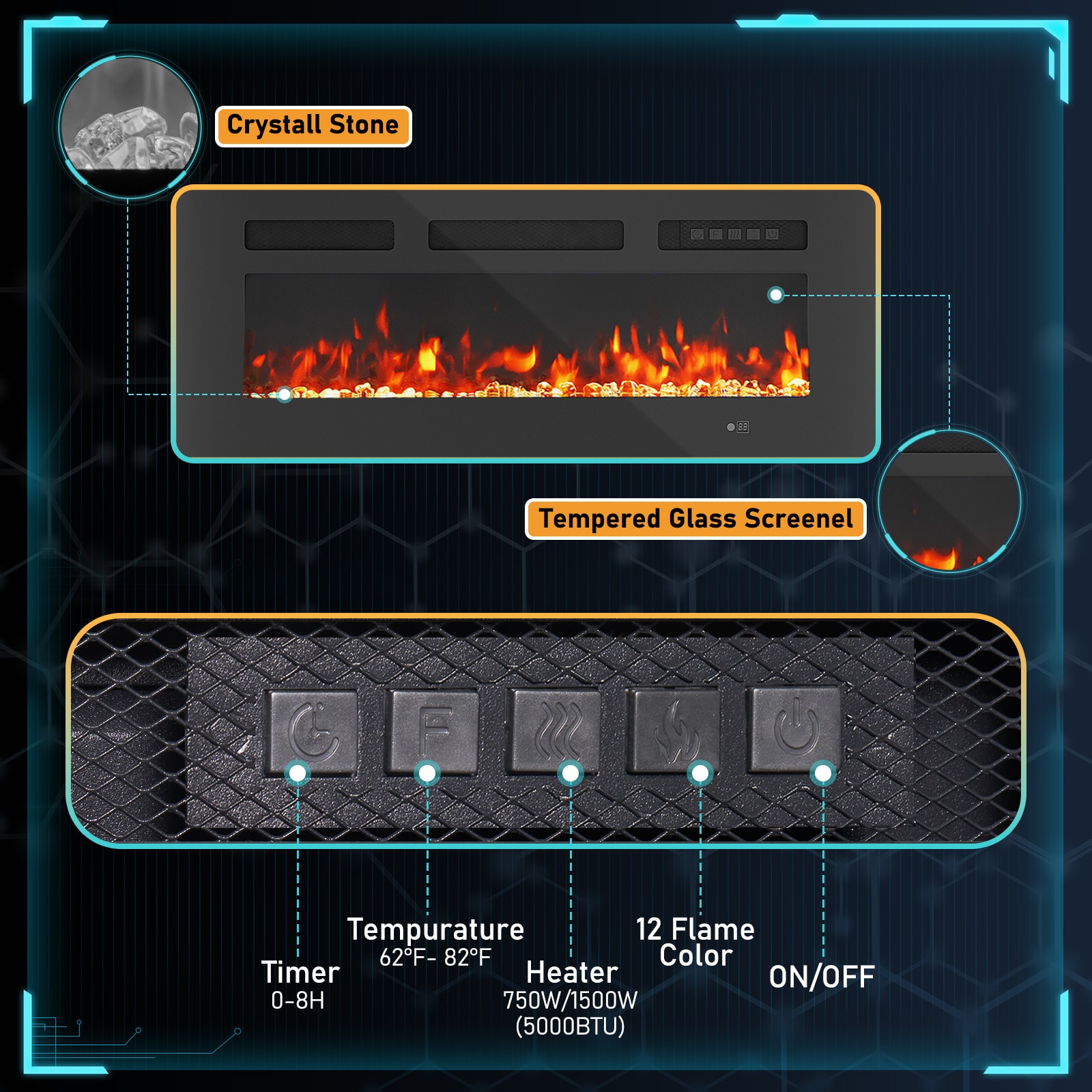 Bapipro TE30A14BB Electric-Fireplaces - View #3