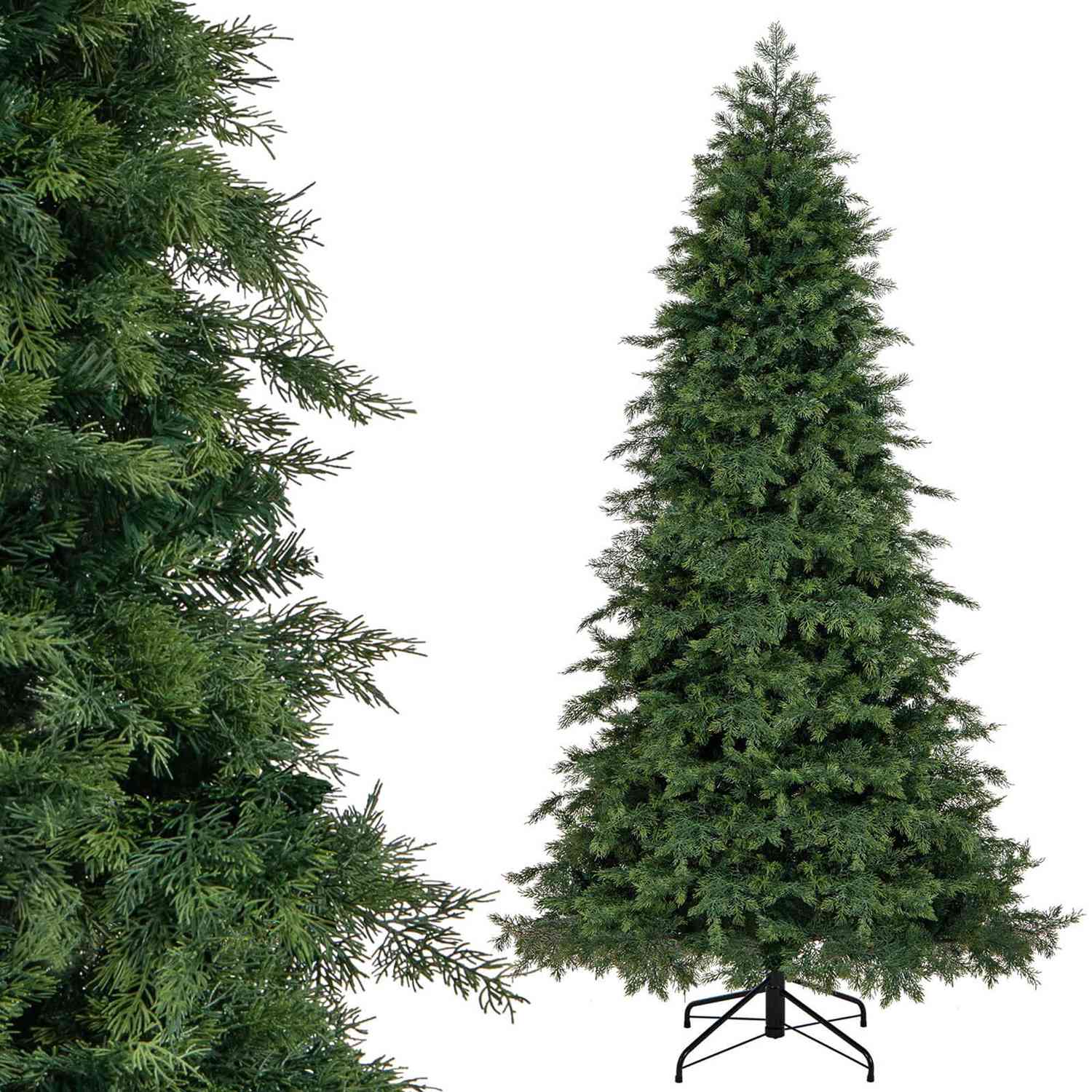 Costway - 7.5 FT Artificial Xmas Tree with 1019 PE PVC Branch Tips and Folding Metal Stand