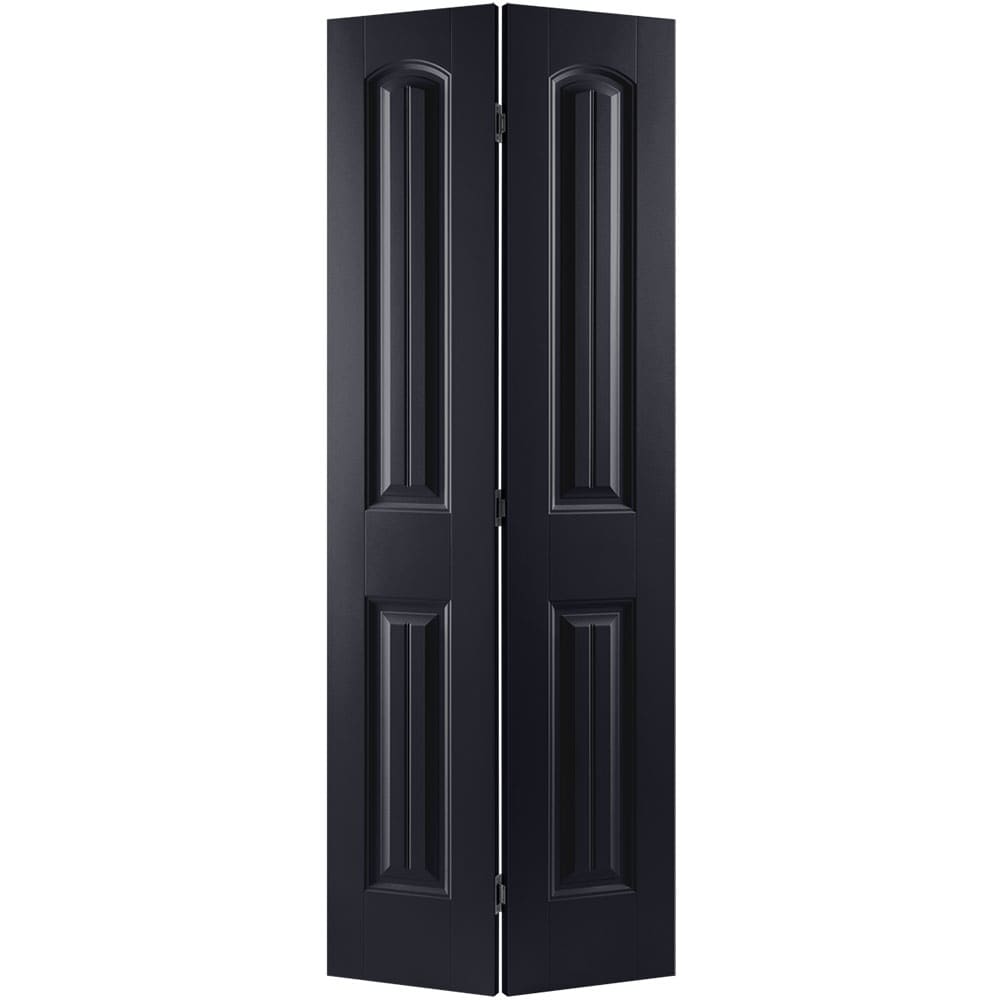 Masonite 1443519 Cheyenne 30-in x 80-in Midnight 2-panel round top plank Smooth Hollow core Prefinished Molded composite Closet Bifold Door ( Hardware Included )