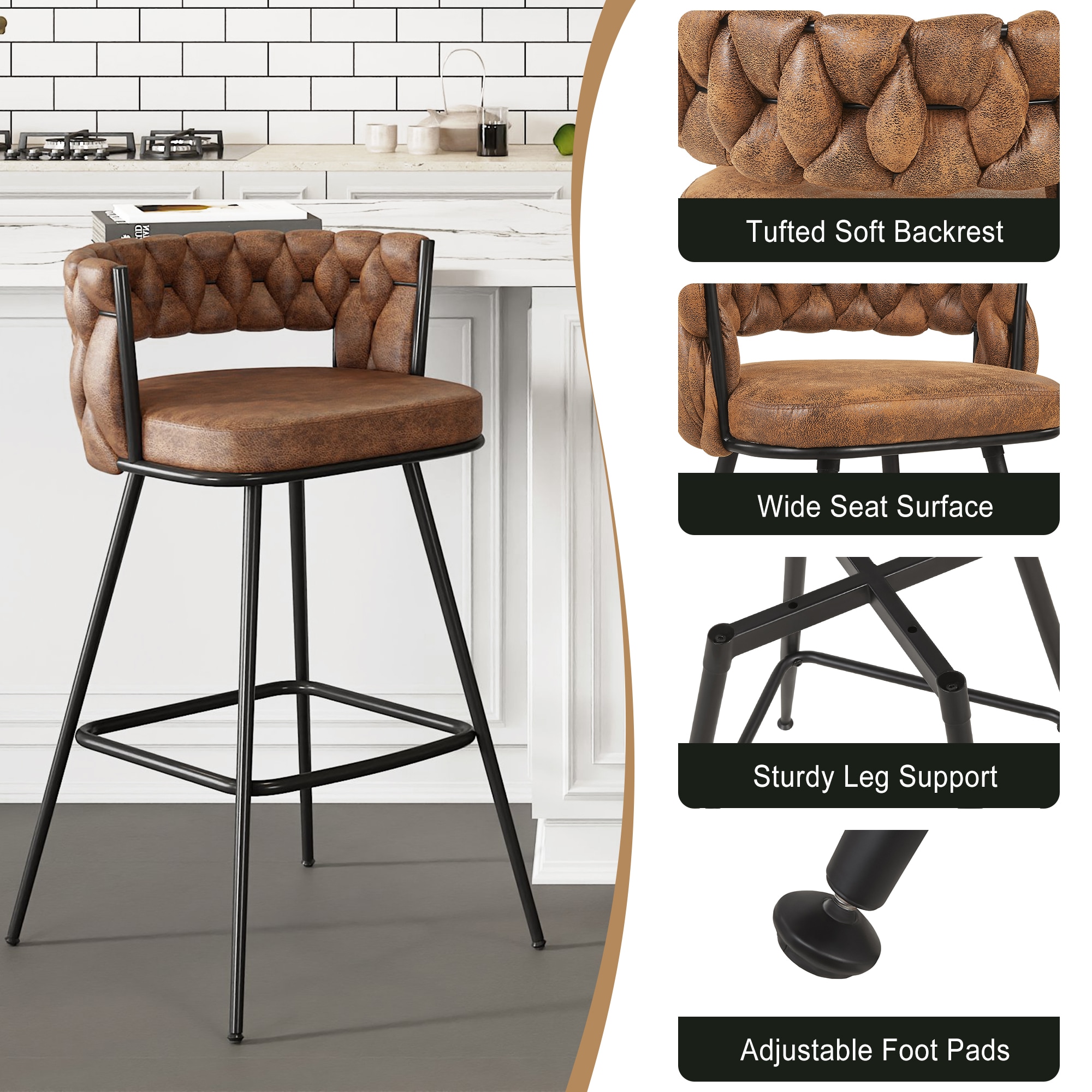 Vecelo LOE-CC-ZL05-BRN-2P stools - View #8