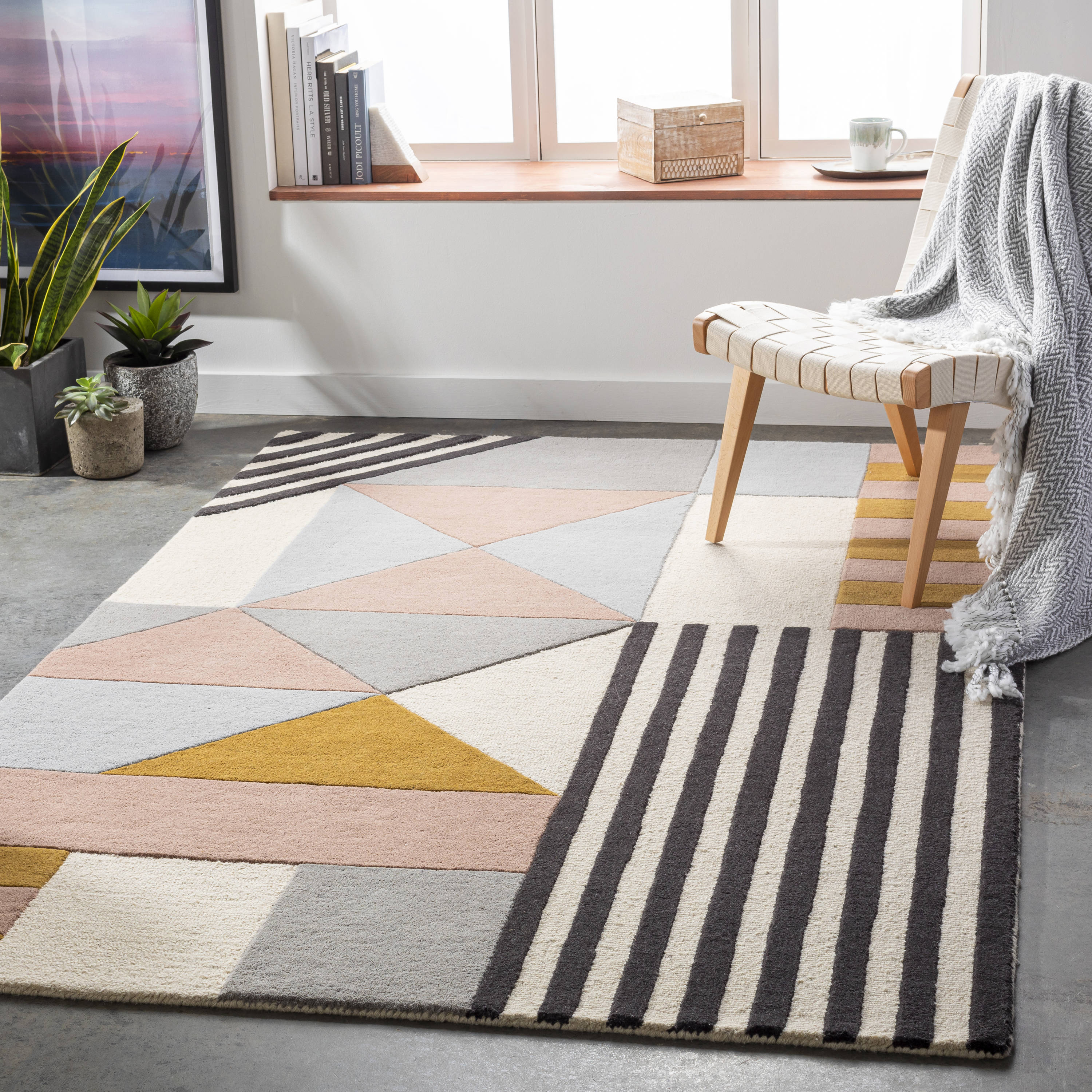 Elysian 6' x 9' Hand-Tufted Wool Rectangular Rug in Soft Gray