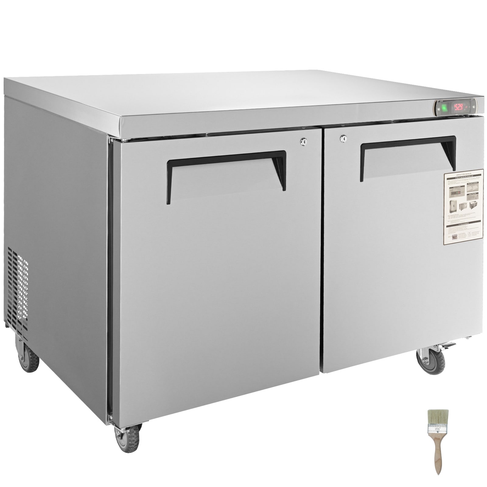 VEVOR 165 W 2 Doors 12.85 Cu. Ft 48-in Stainless Steel Refrigerated Sandwich prep table