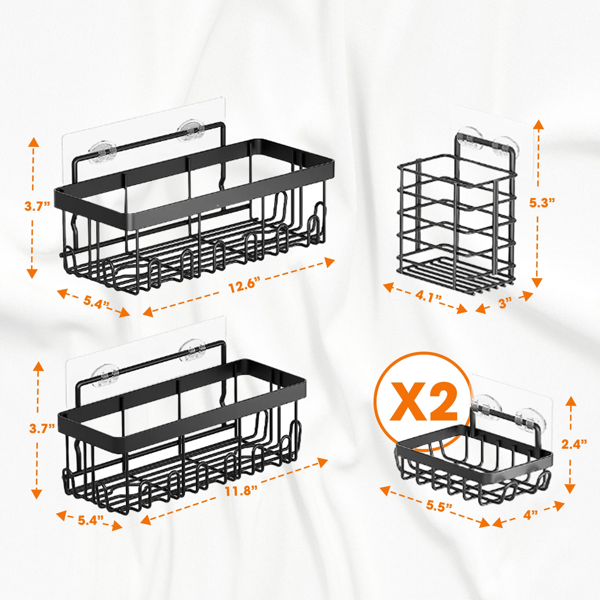 Cheer Collection CC-SNCORG5PK Hanging-Shower-Caddies - View #2